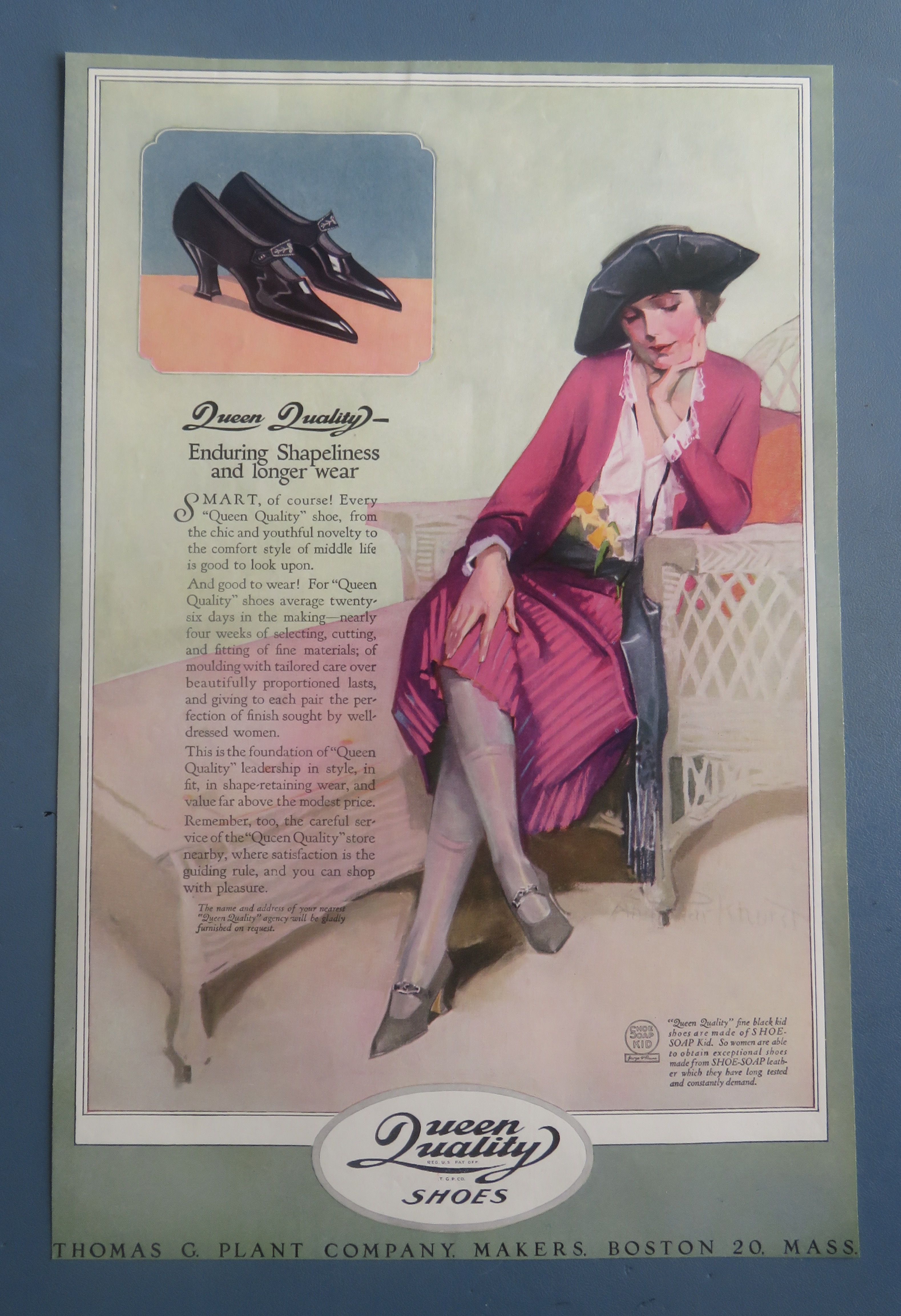 1921 Queen Quality Shoes with Woman Sitting In A Chair