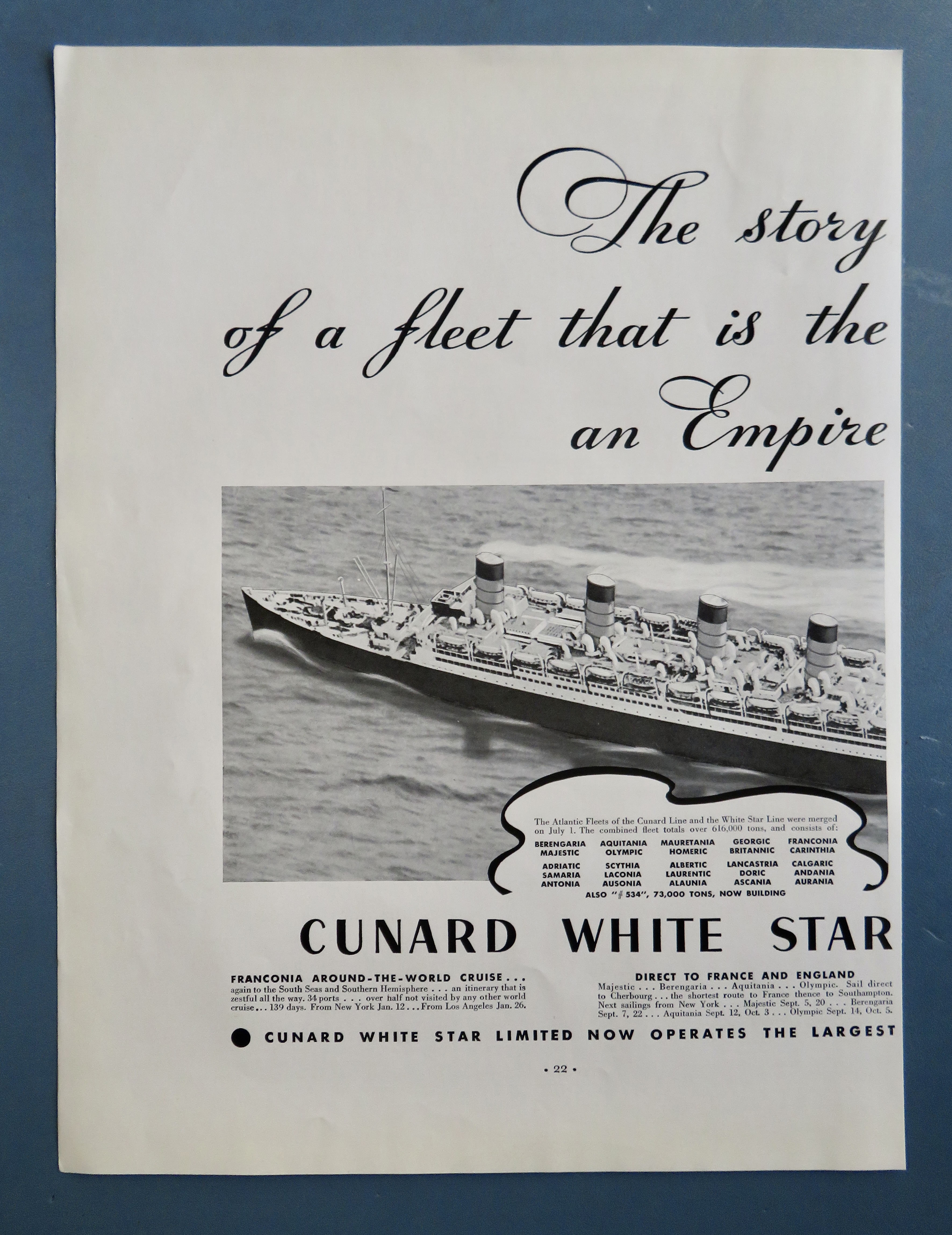 1934 Cunard White Star Limited with The Story of Empire