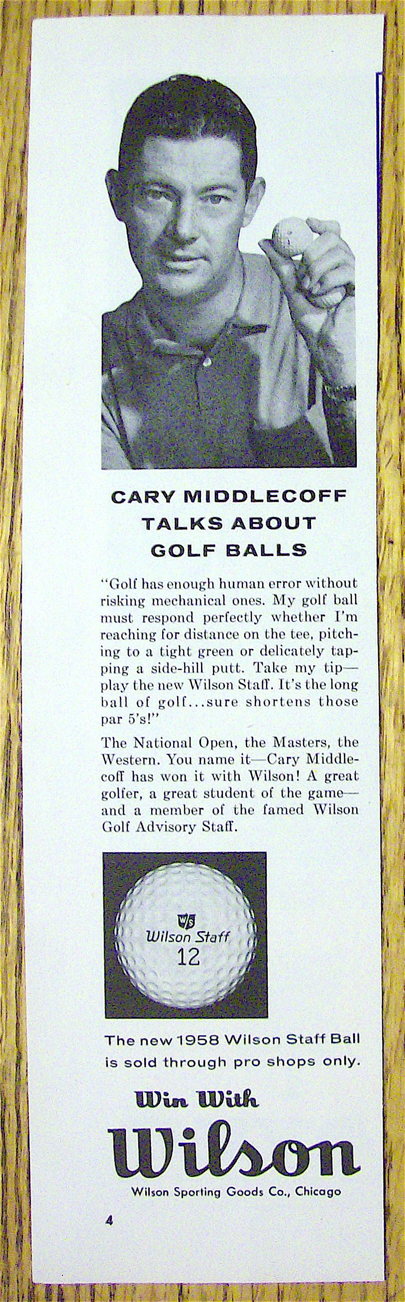 1958 Wilson Golf Balls With Cary Middlecoff