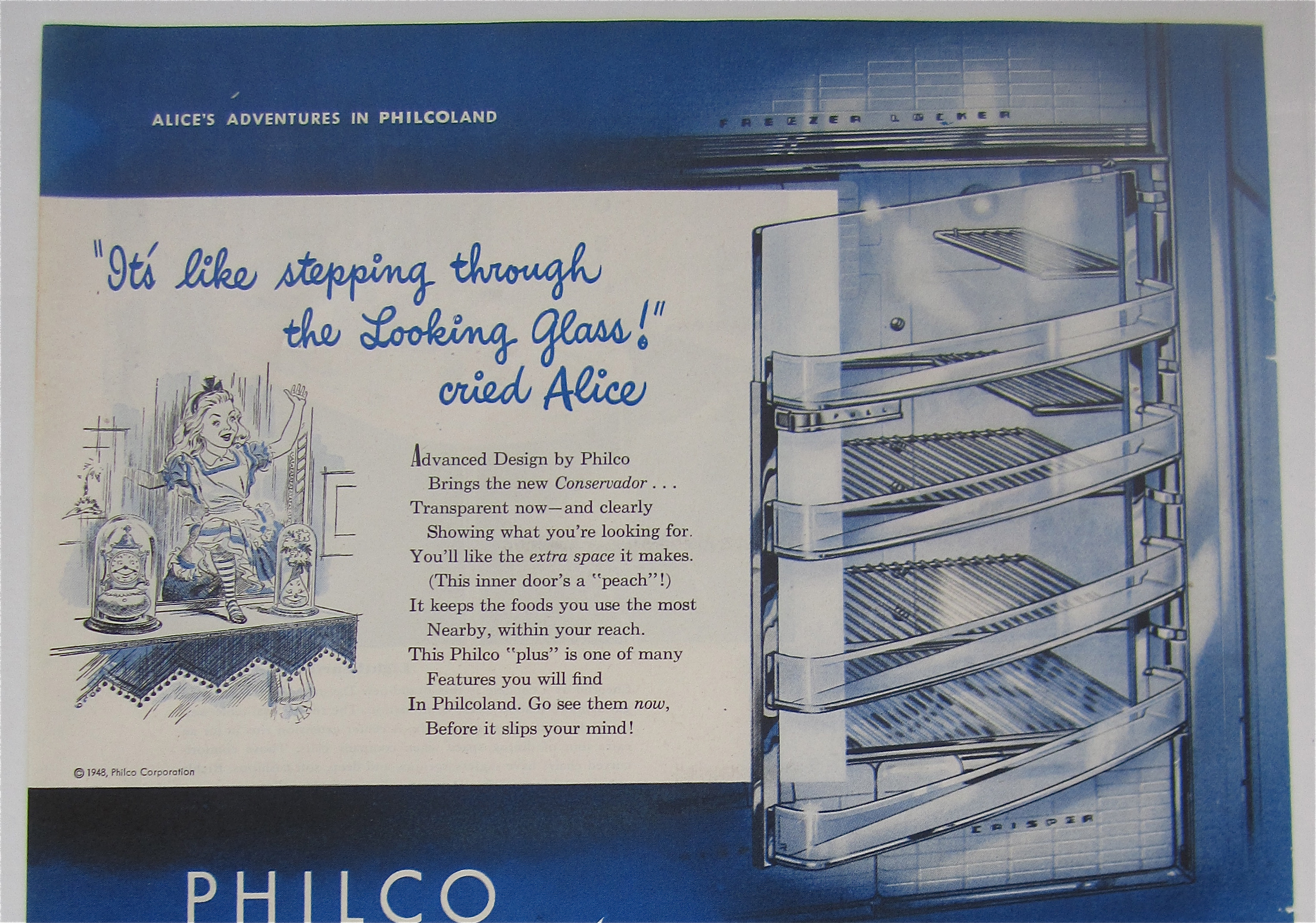1948 Philco Refrigerator w/ Alice in Wonderland