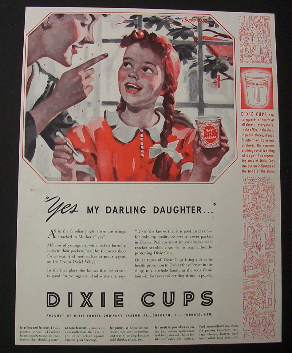 1941 Dixie Cups w/ Little Girl Holding An Ice Cream Cup