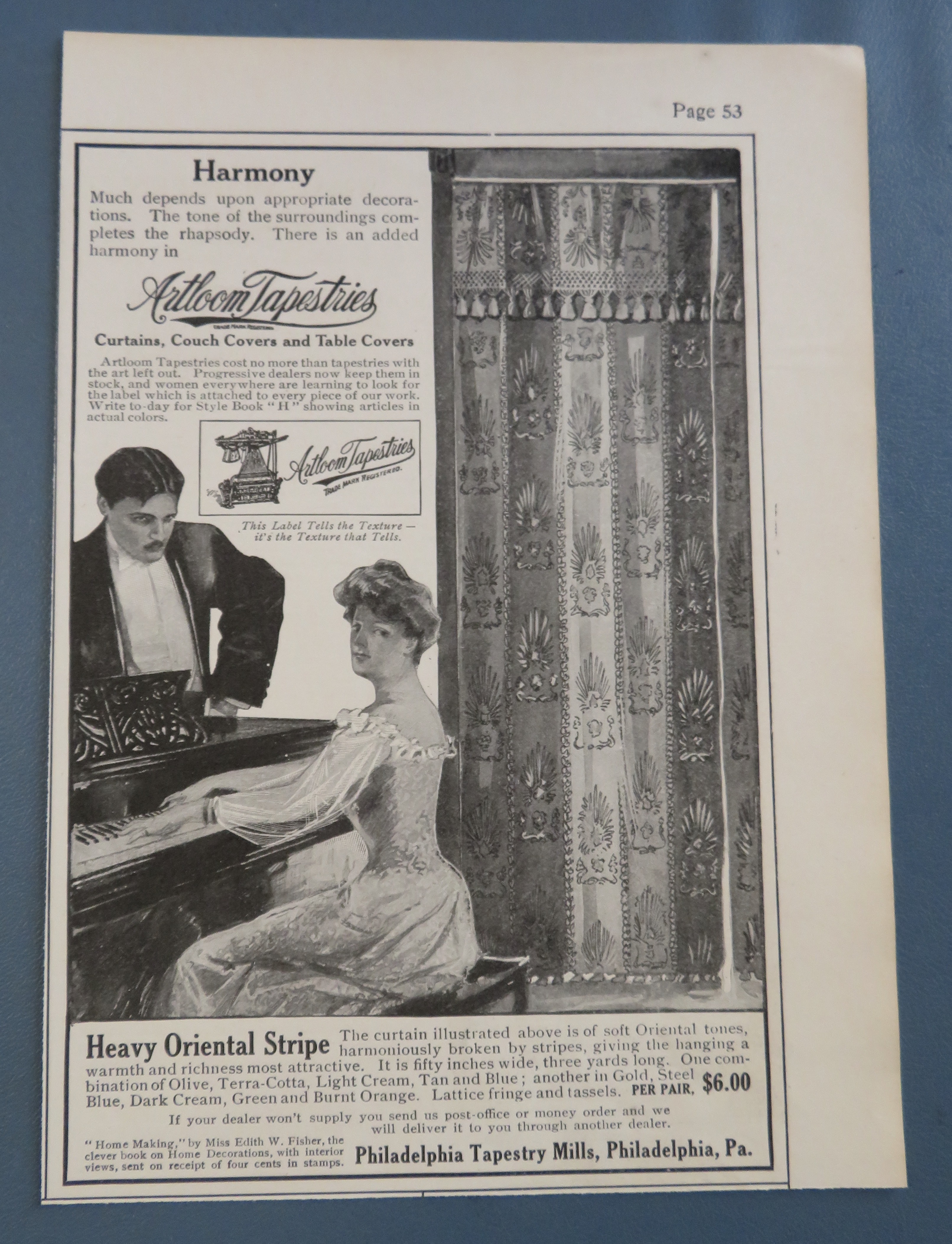 1906 Artloom Tapestries with Heavy Oriental Stripe