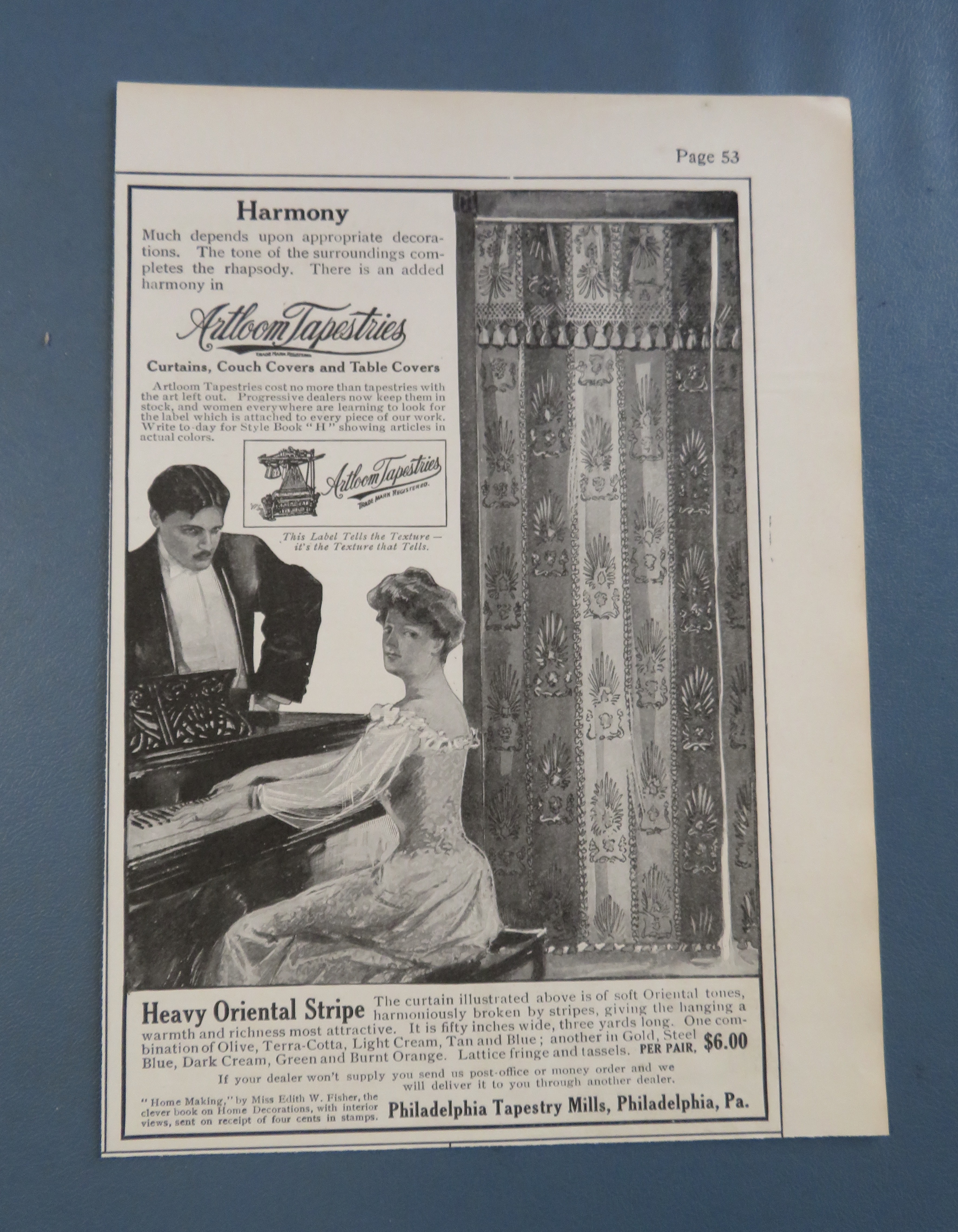 1906 Artloom Tapestries with Heavy Oriental Stripe