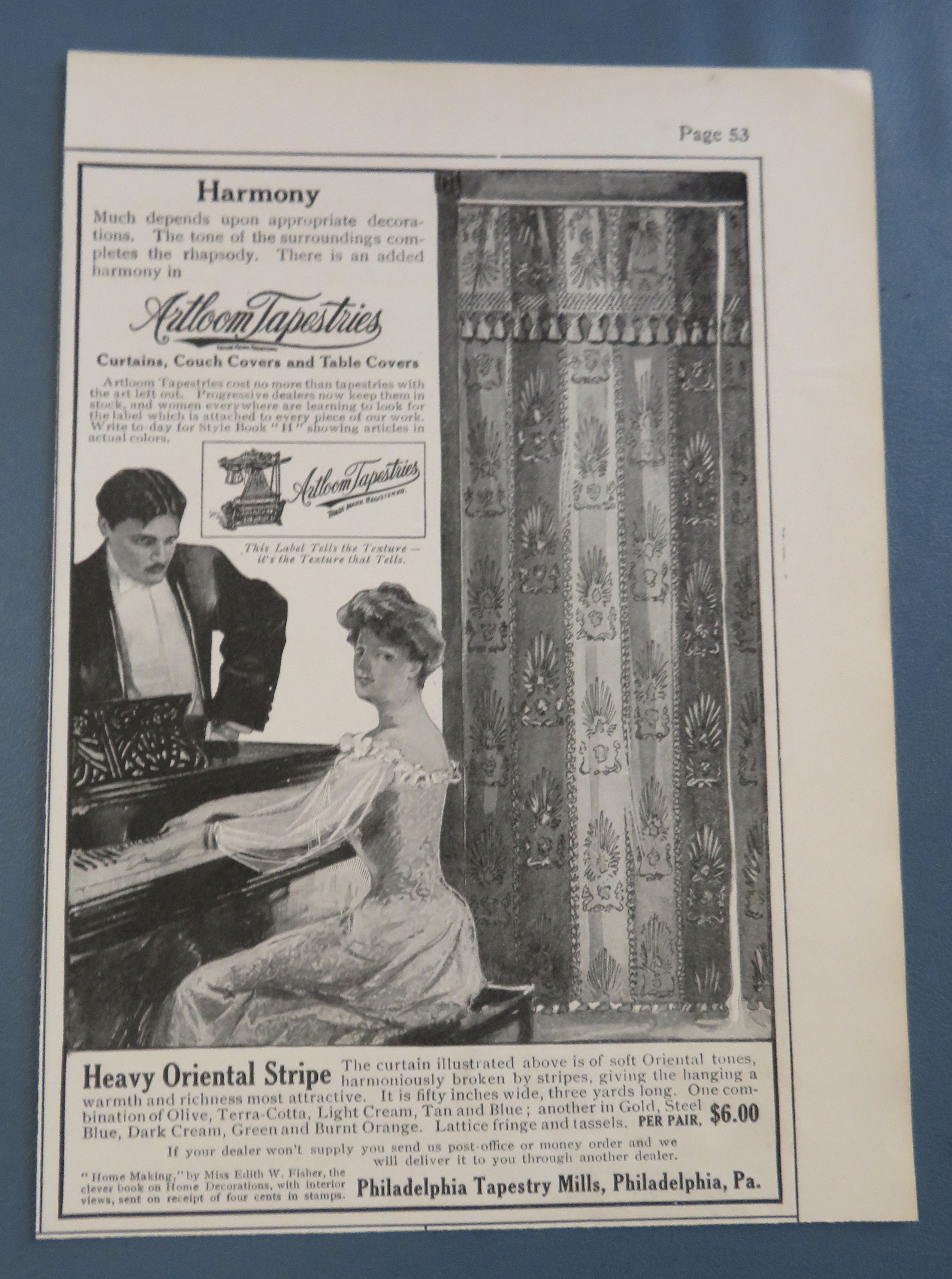 1906 Artloom Tapestries with Heavy Oriental Stripe
