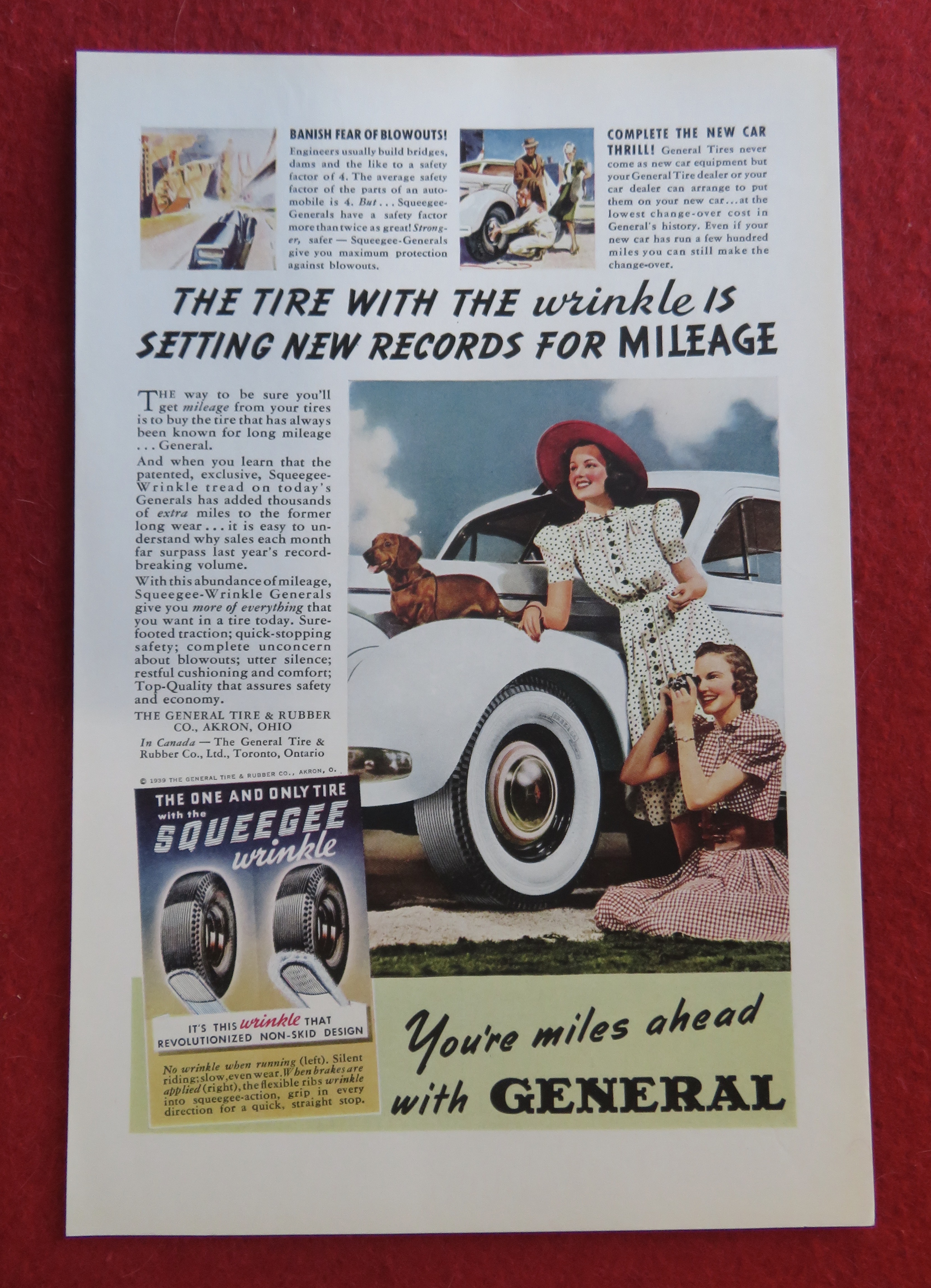 1939 General Tires with Two Girls & a Dog