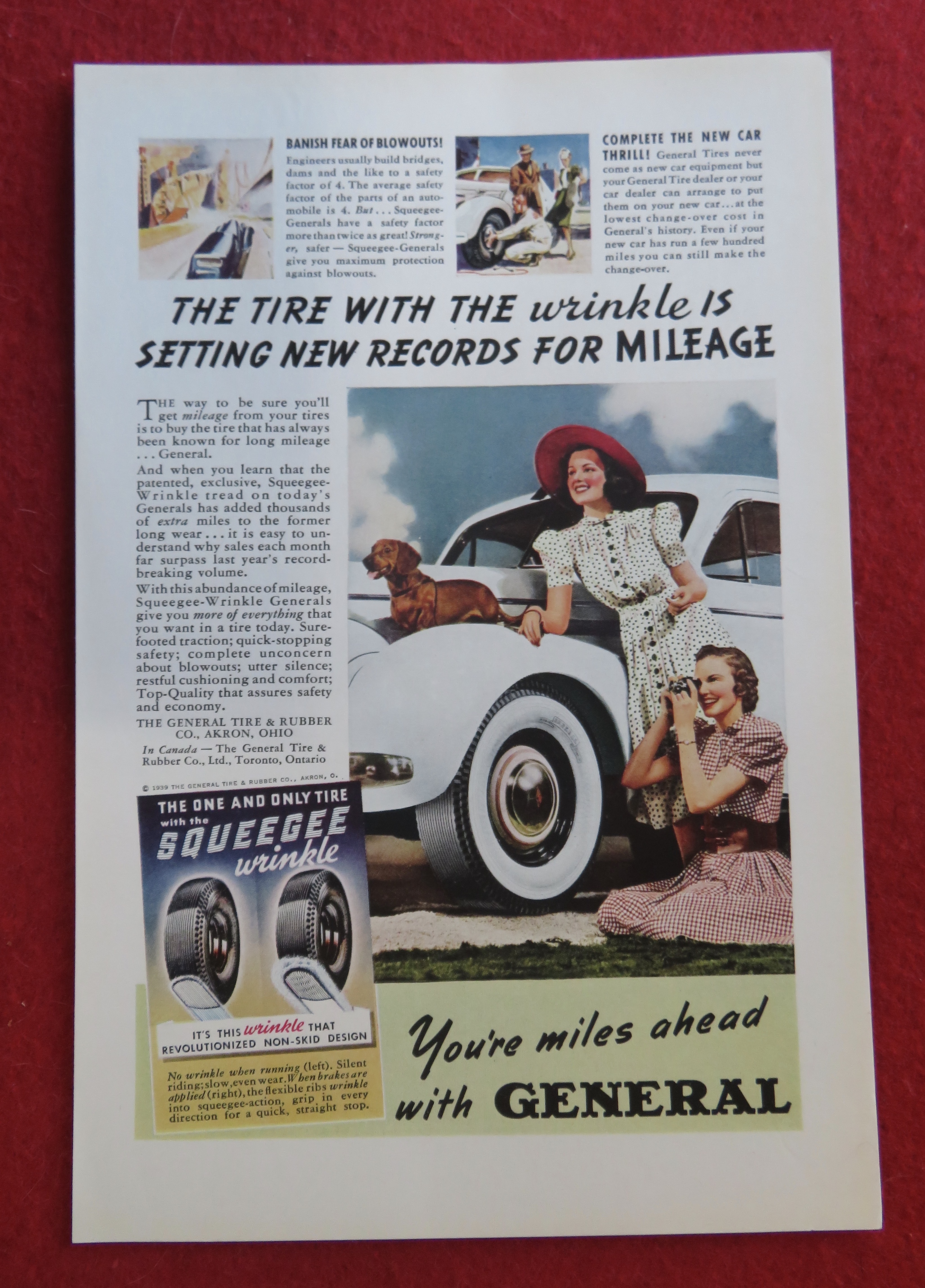 1939 General Tires with Two Girls & a Dog