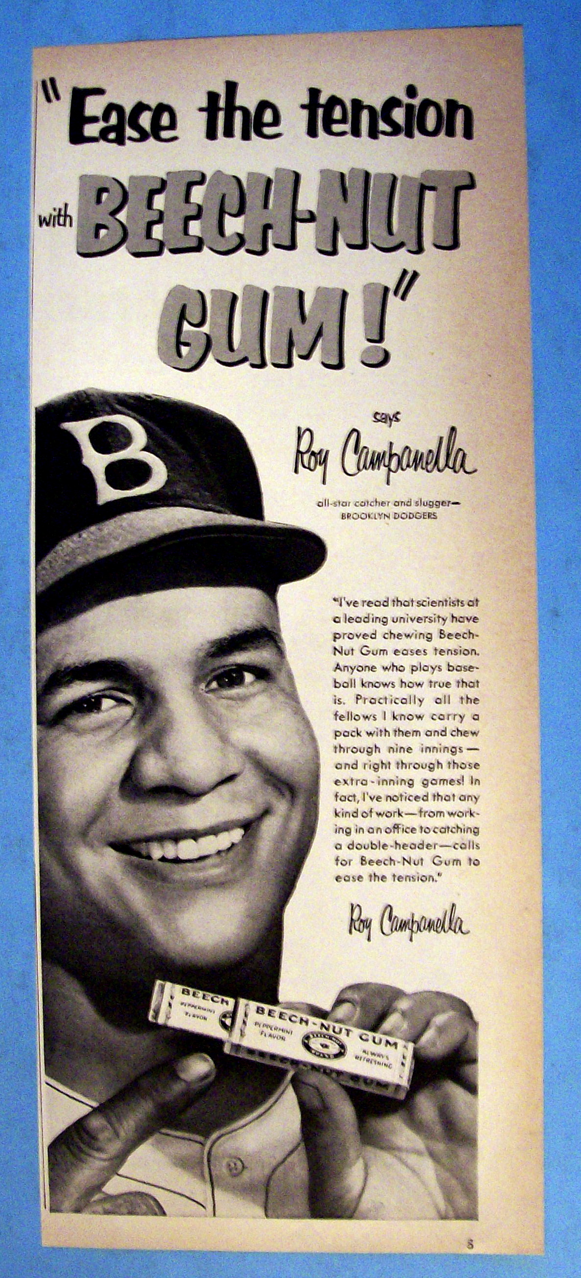 Vintage Ad: 1952 Beech Nut Gum with Roy Campanella