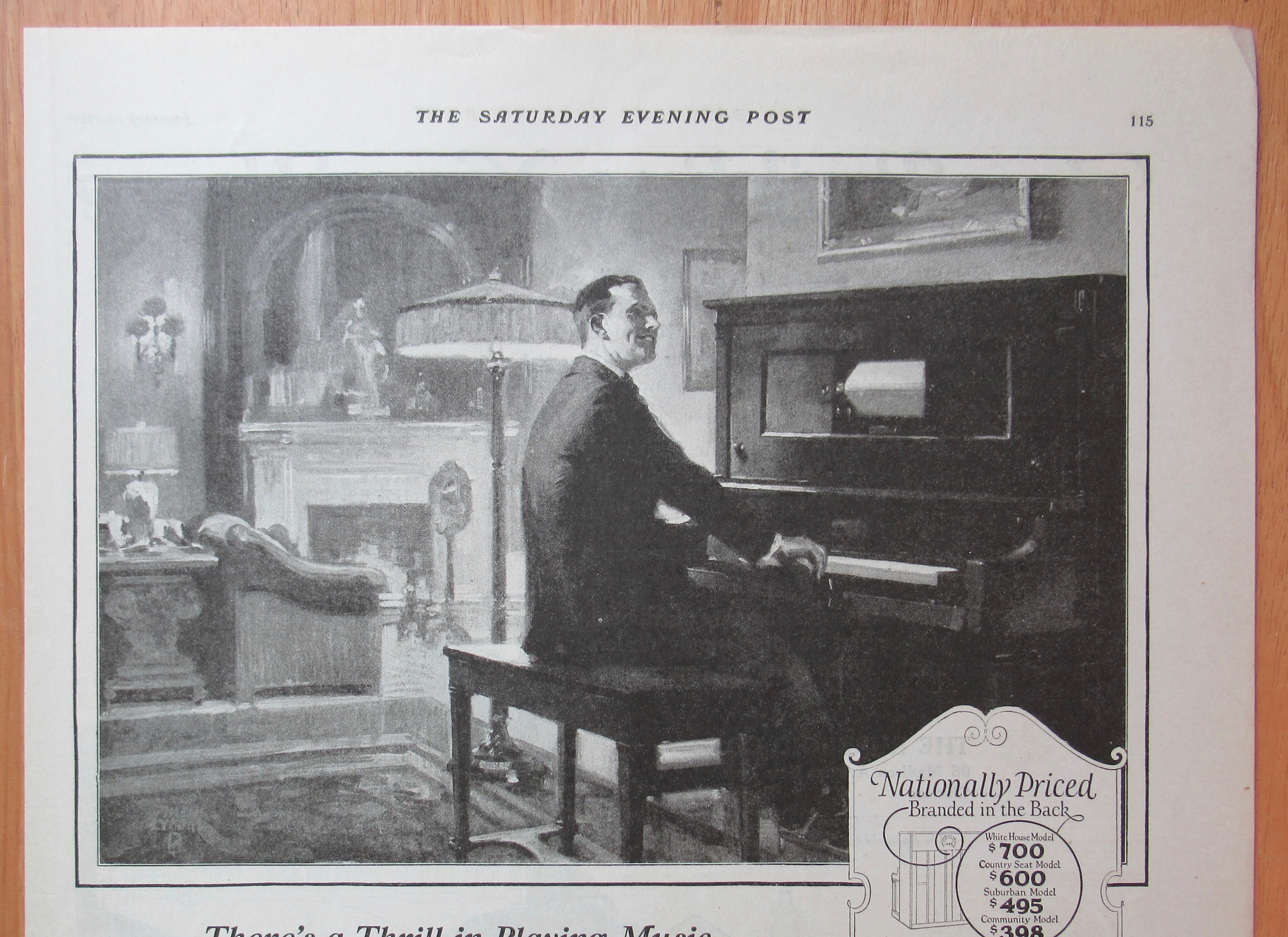 1923 Gulbransen Player Piano with Man Playing Piano