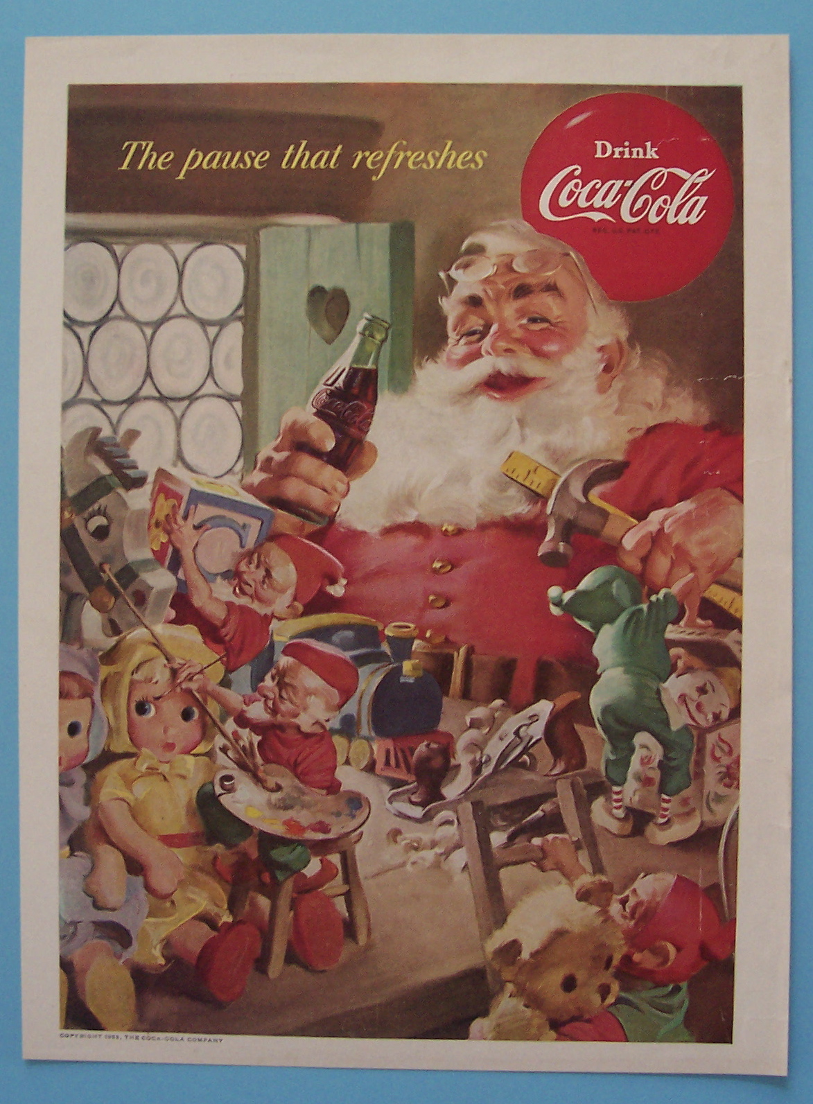 1953 Coca-Cola (Coke) with Santa Claus Holding Bottle