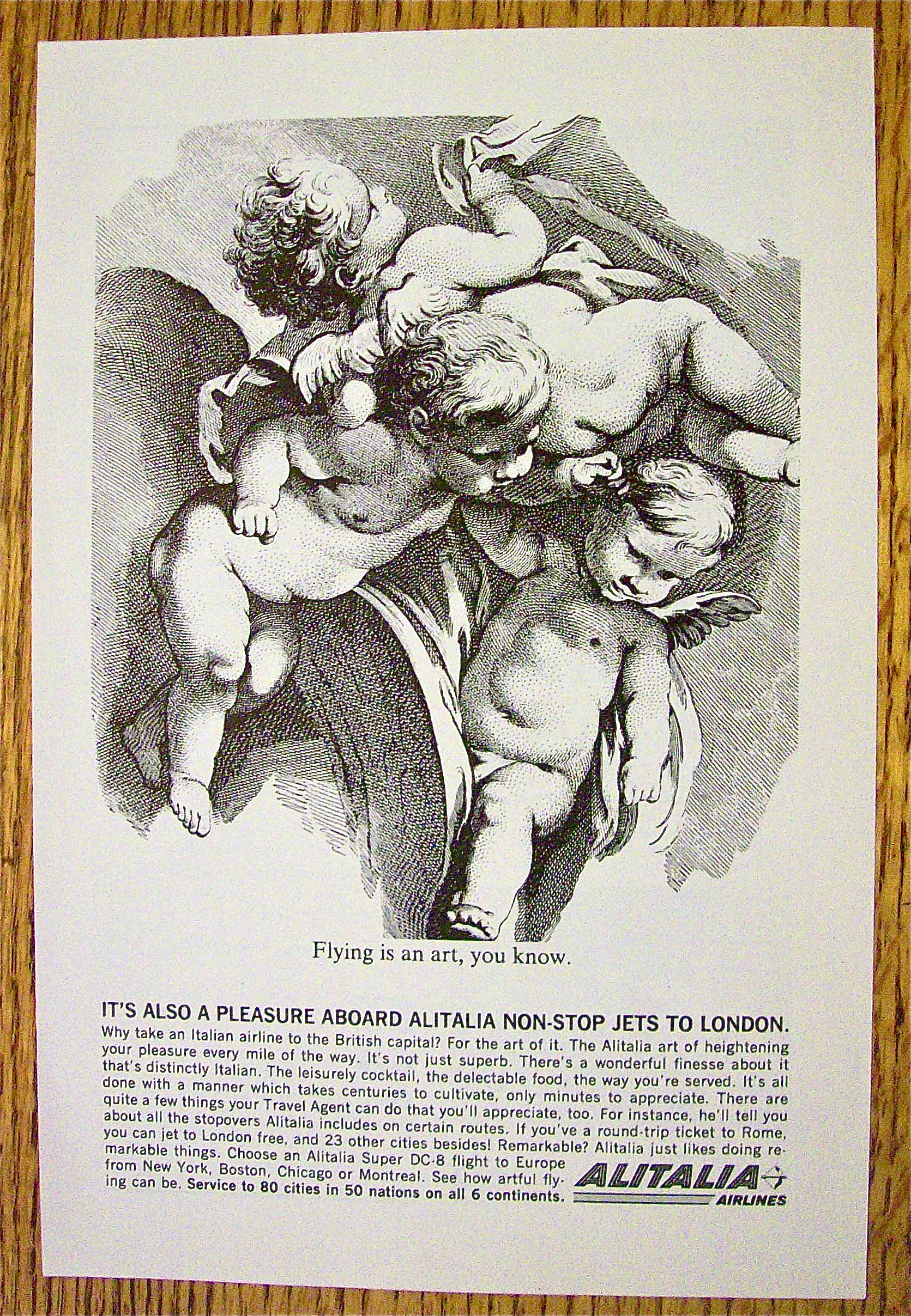 1963 Alitalia Airlines with 3 Flying Cherubs
