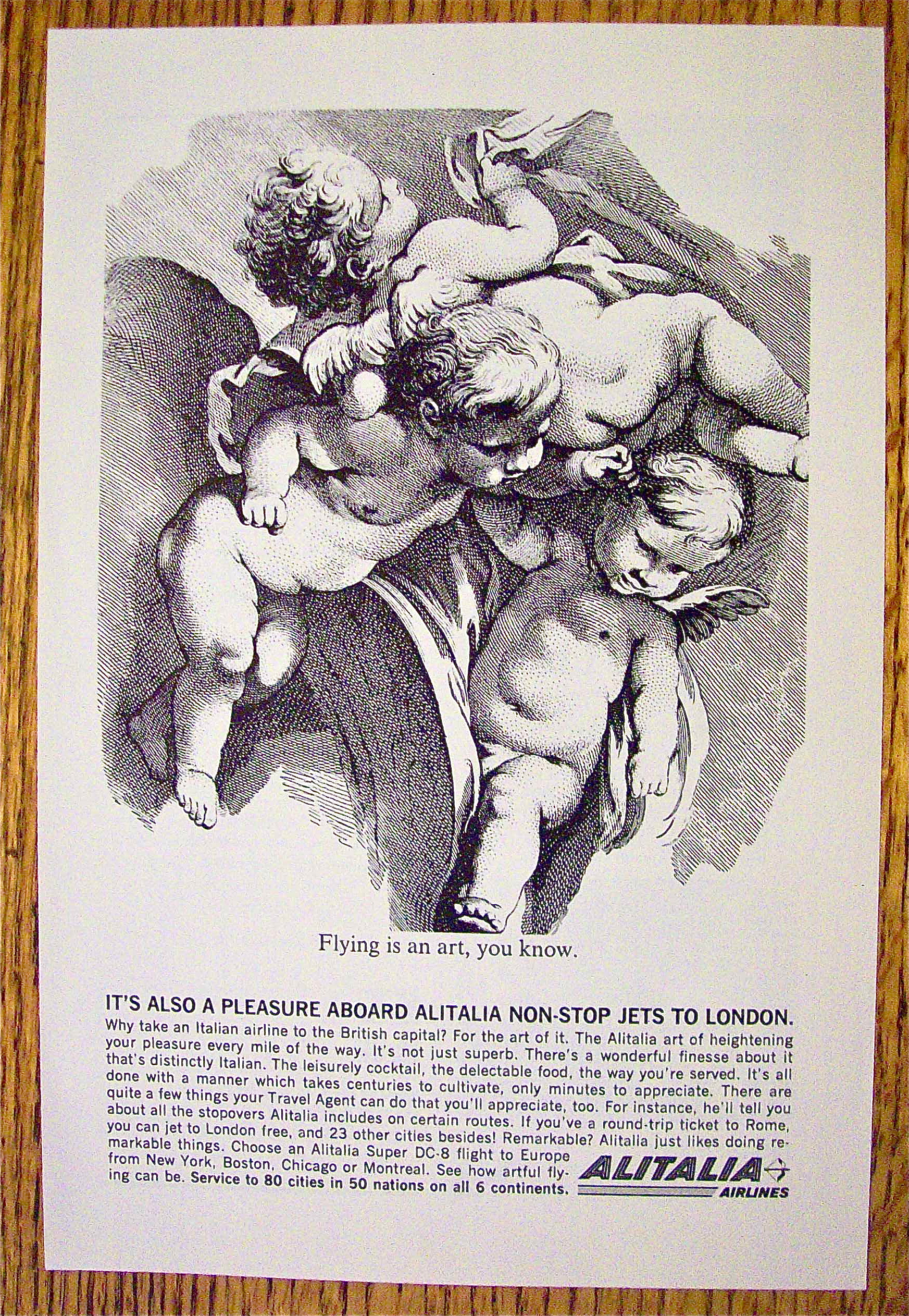 1963 Alitalia Airlines with 3 Flying Cherubs