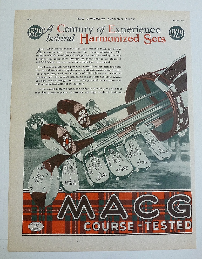 1929 Mac Gregor With Golf Clubs