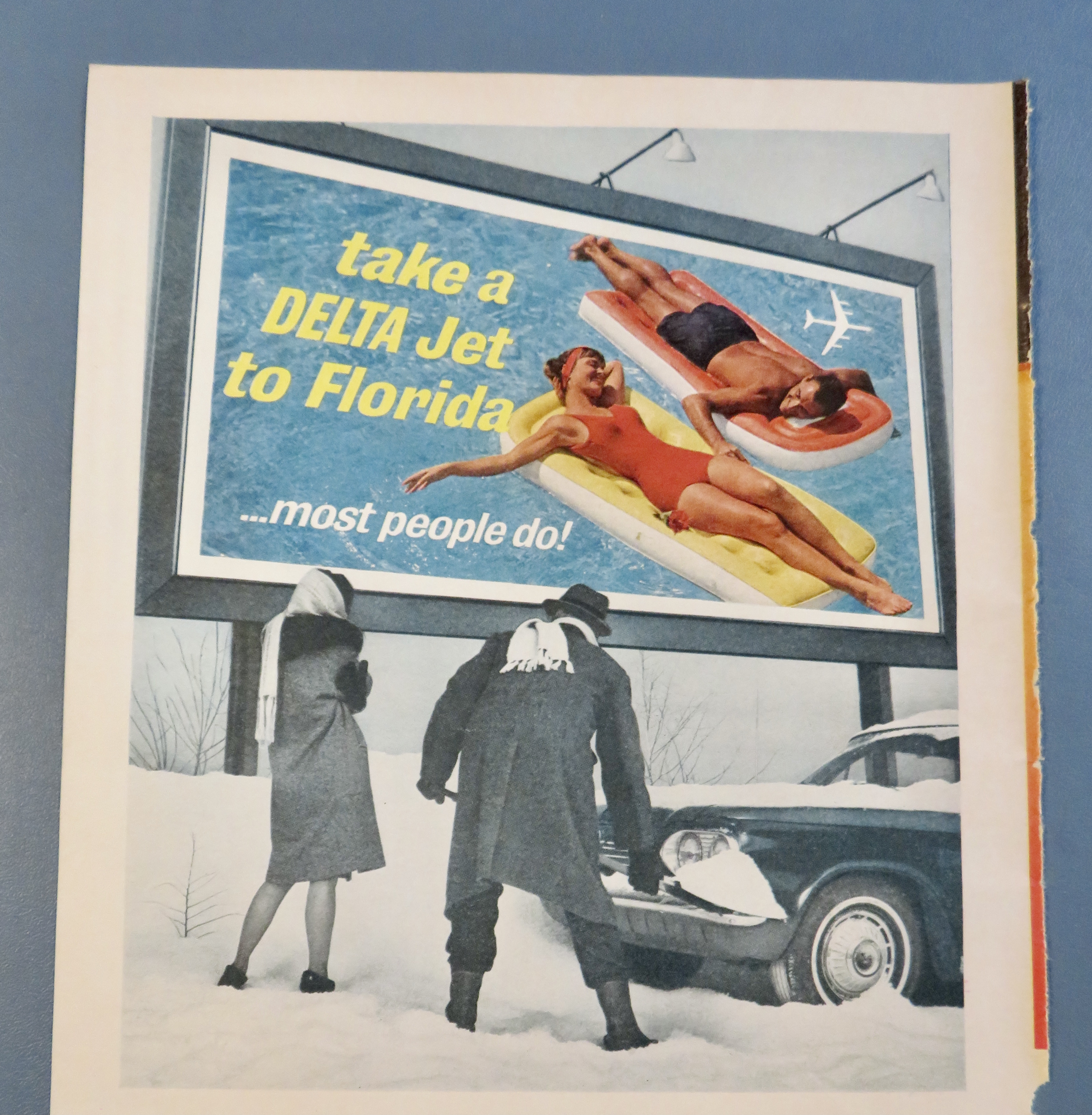 1963 Delta Air Lines with Man Shoveling Out His Car