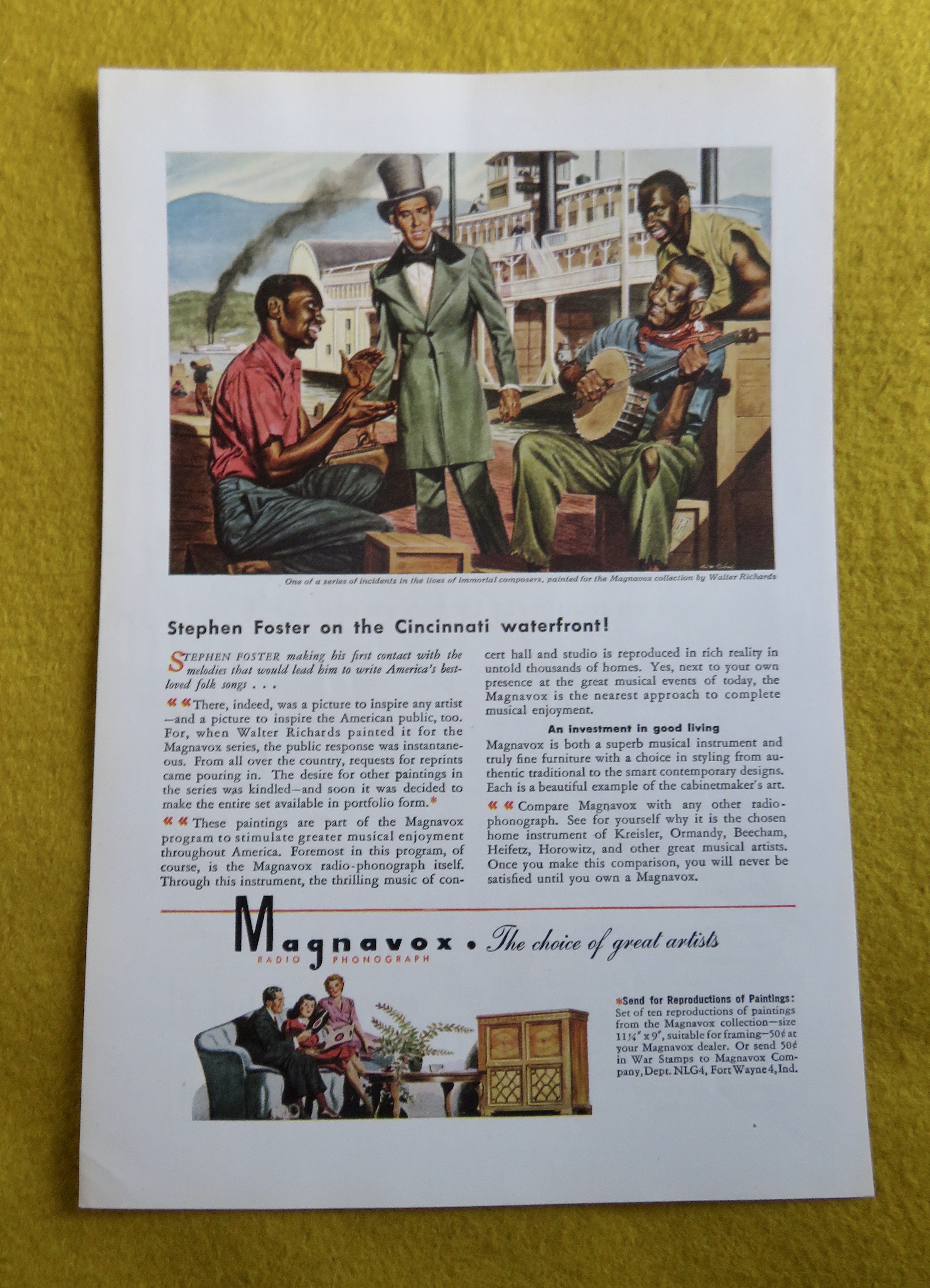 1945 Magnavox Radio Phonograph with Stephen Foster