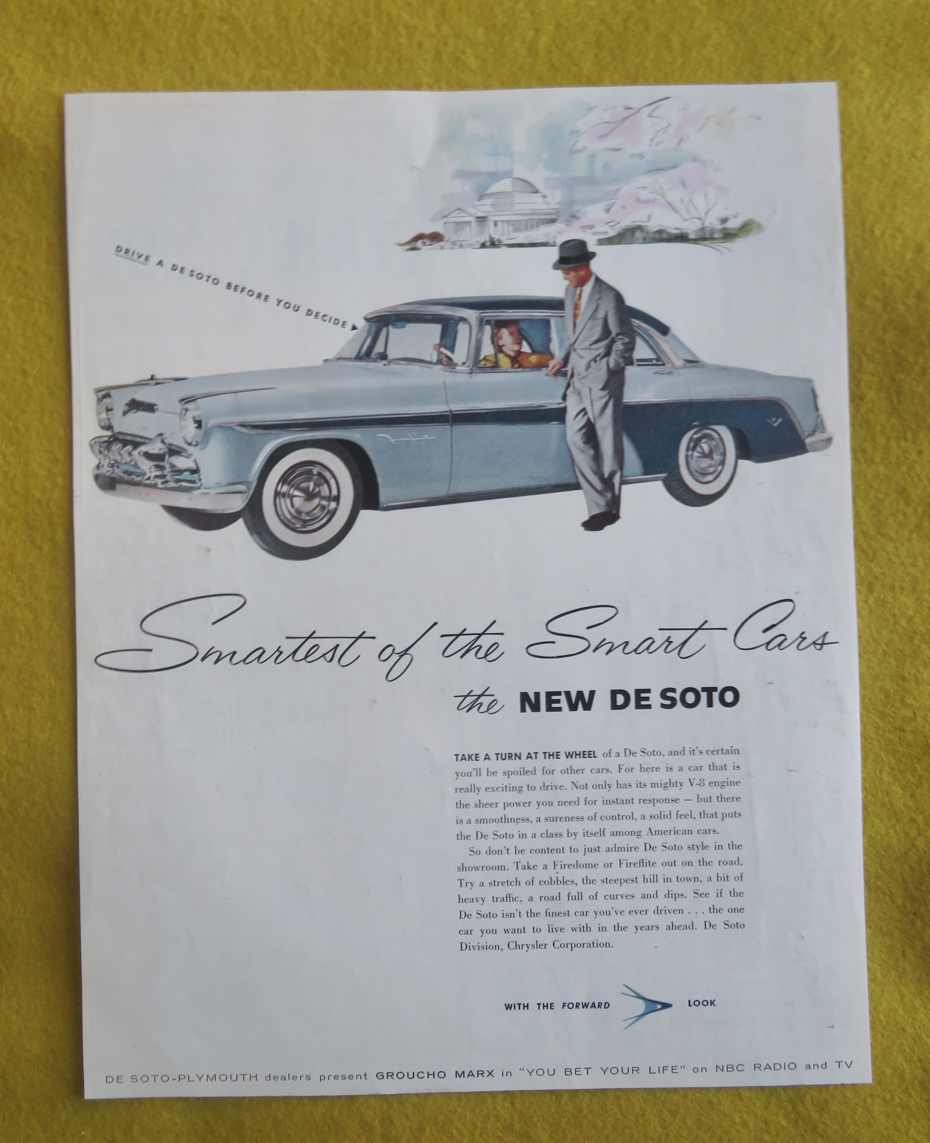 1955 De Soto Automobile w/ Man Talking To Woman In Car