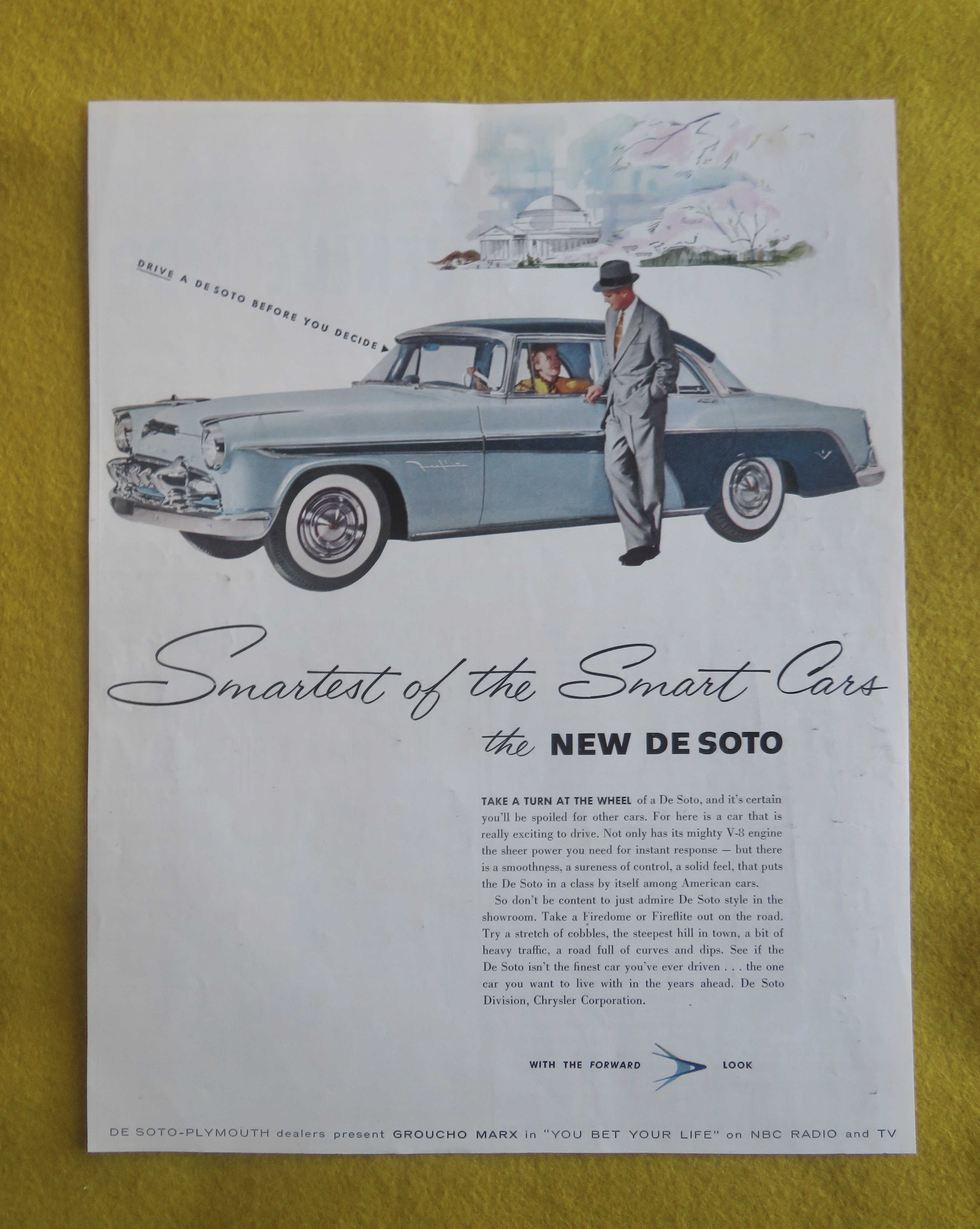 1955 De Soto Automobile w/ Man Talking To Woman In Car