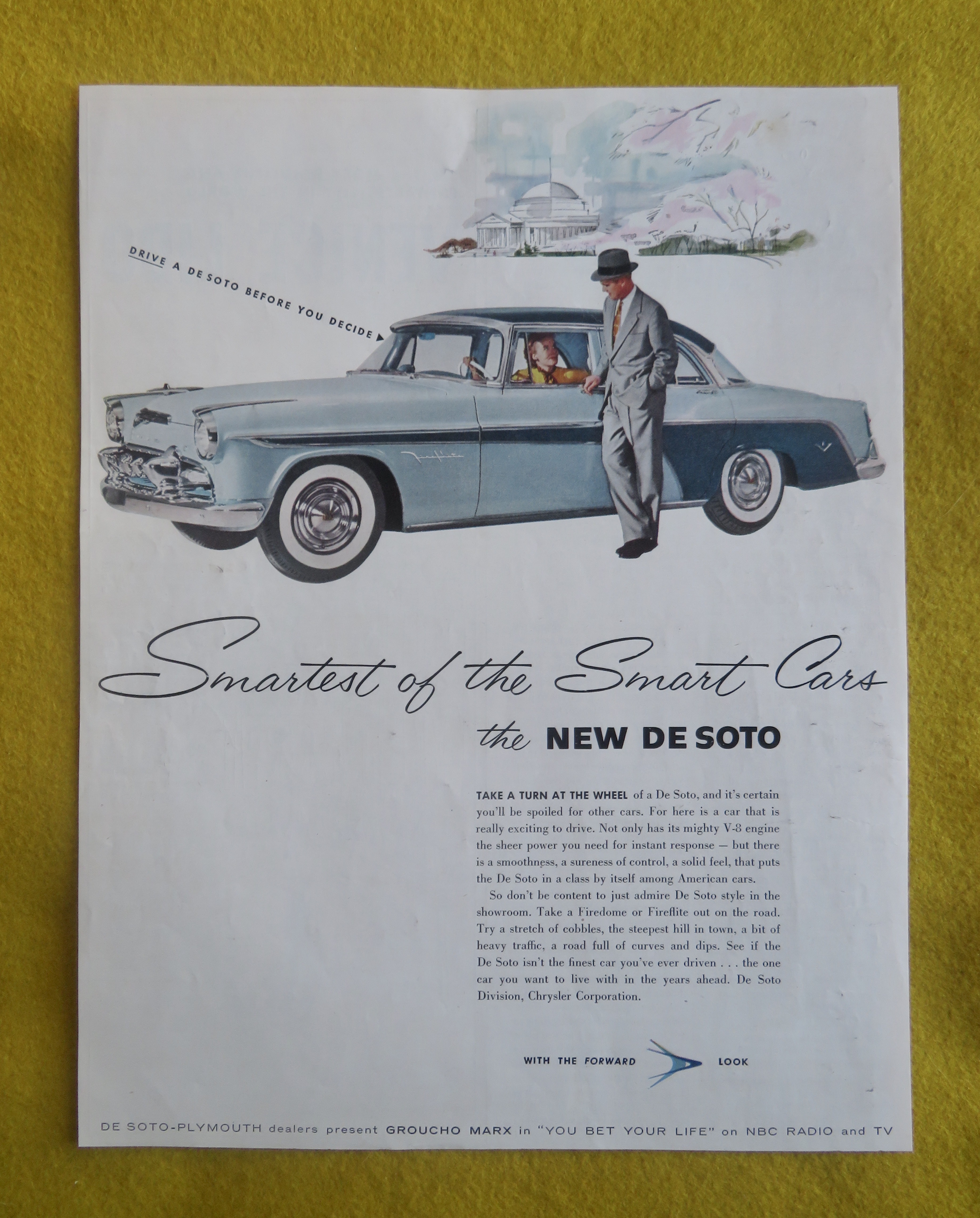 1955 De Soto Automobile w/ Man Talking To Woman In Car