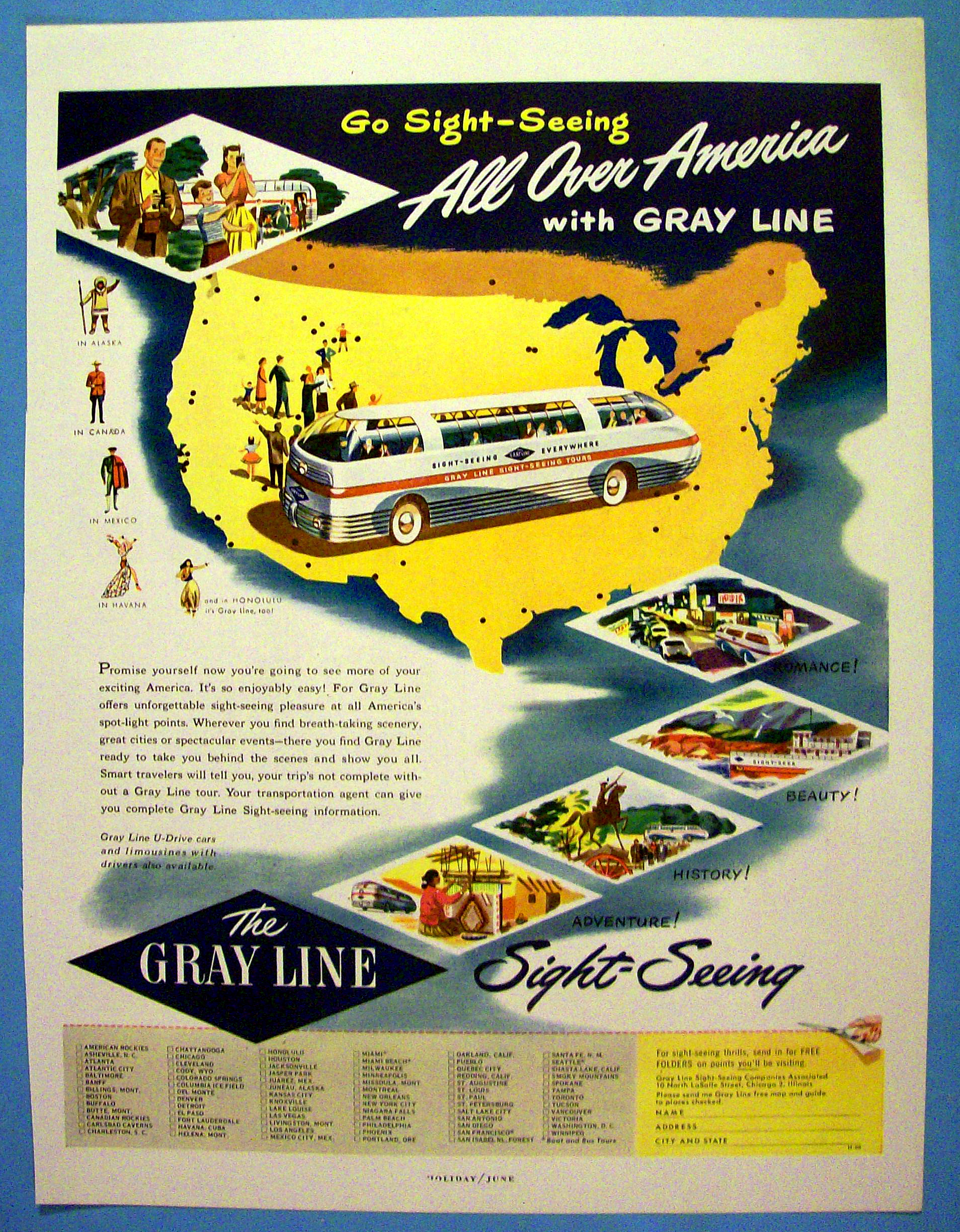 1948 The Gray Line with a Bus Driving