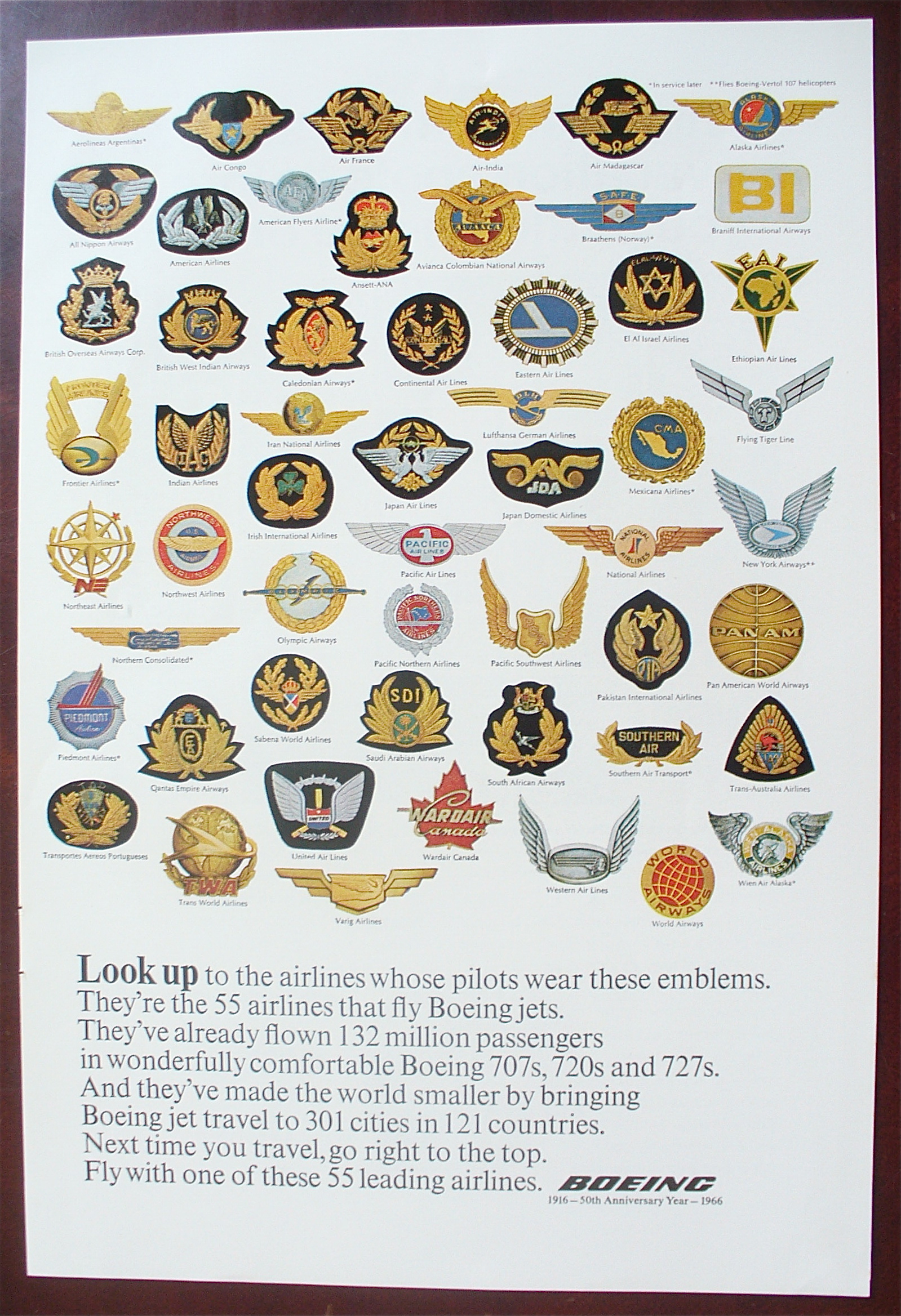 1966 Boeing Air Lines with Variety Of Emblems
