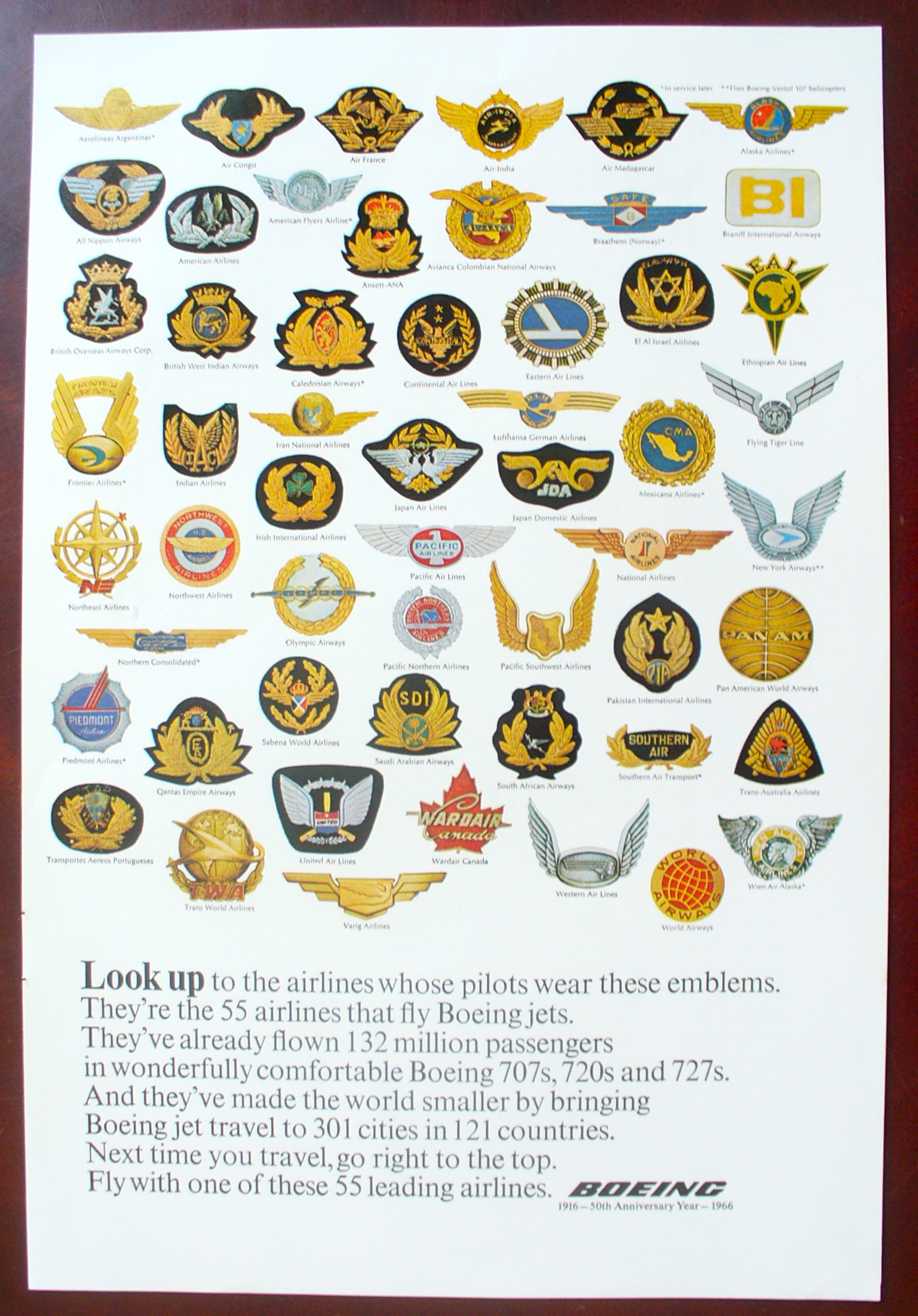 1966 Boeing Air Lines with Variety Of Emblems