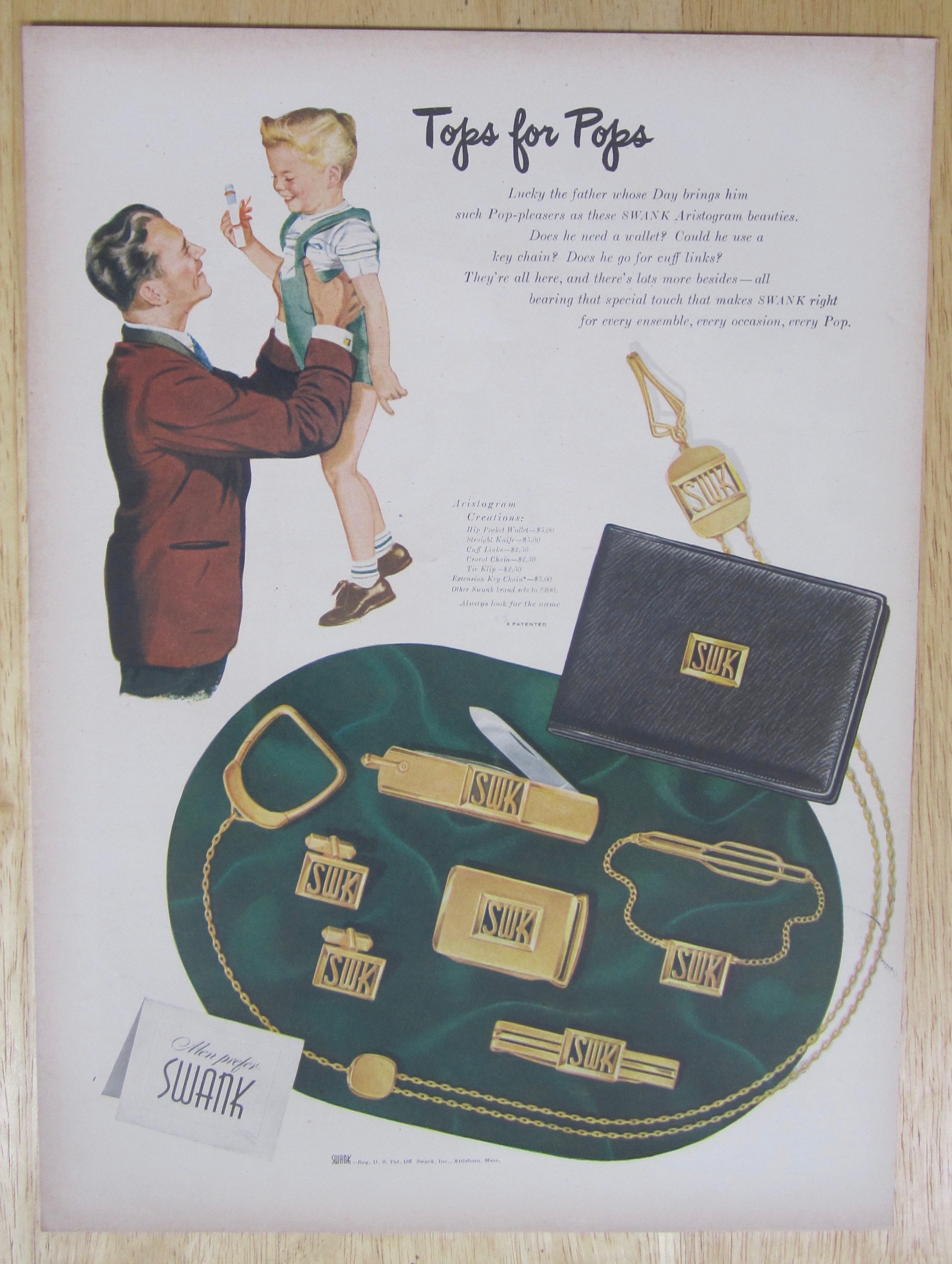 1947 Swank Men's Jewelry w/ Swank Aristogram Creations
