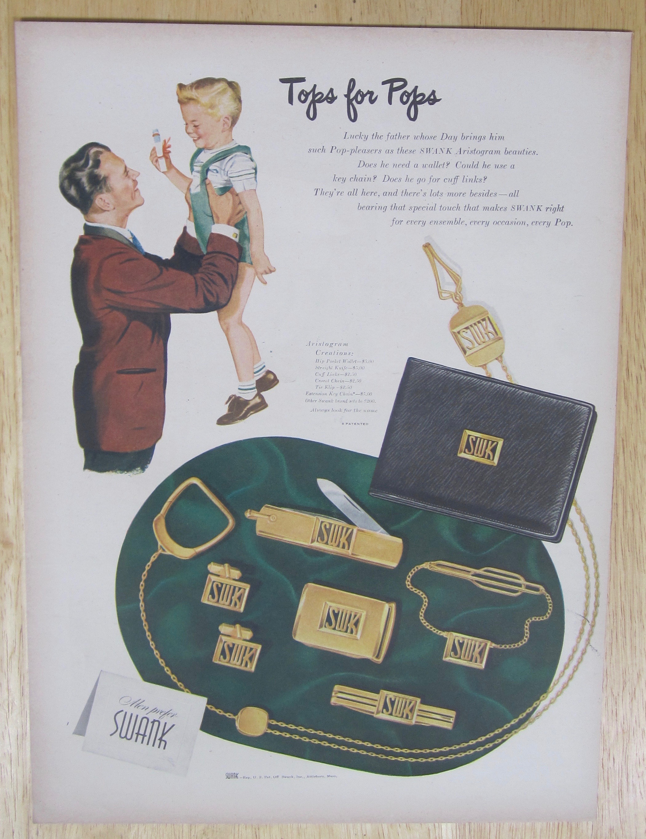 1947 Swank Men's Jewelry w/ Swank Aristogram Creations