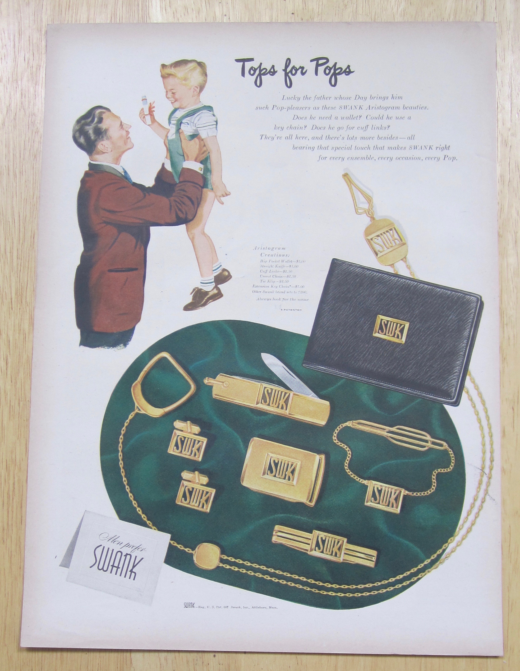 1947 Swank Men's Jewelry w/ Swank Aristogram Creations