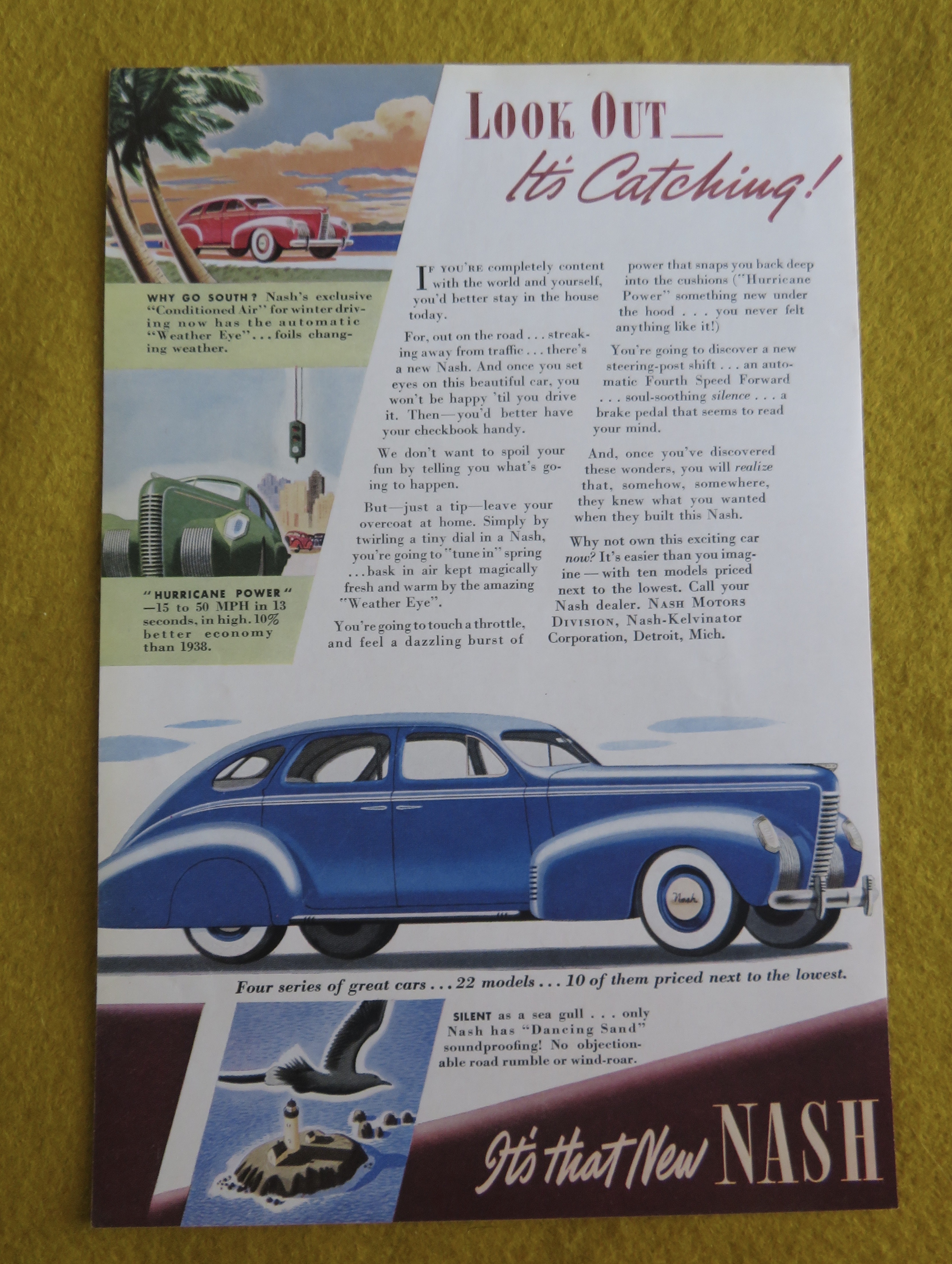1938 Nash Automobile with Great Blue Nash Car