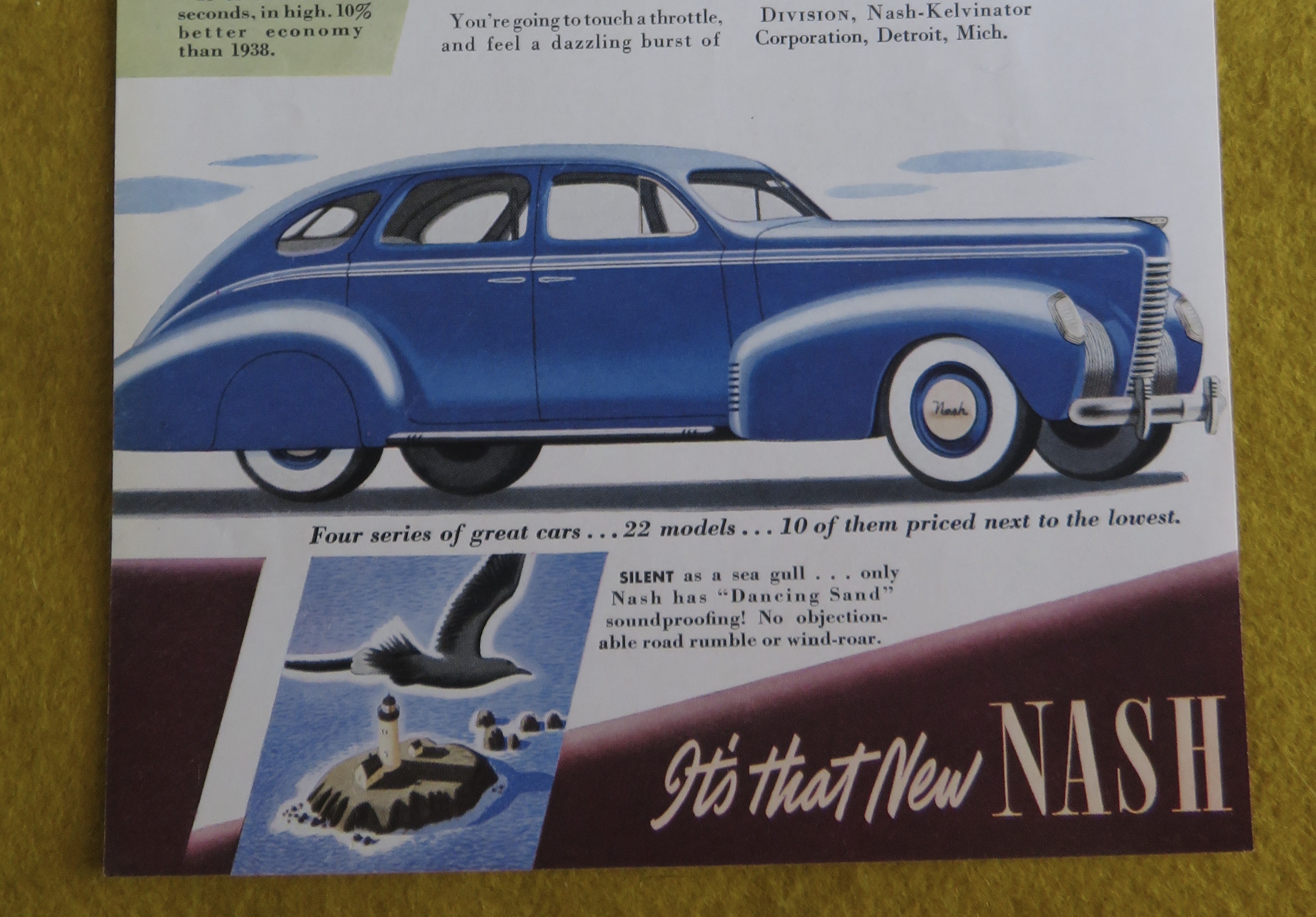 1938 Nash Automobile with Great Blue Nash Car