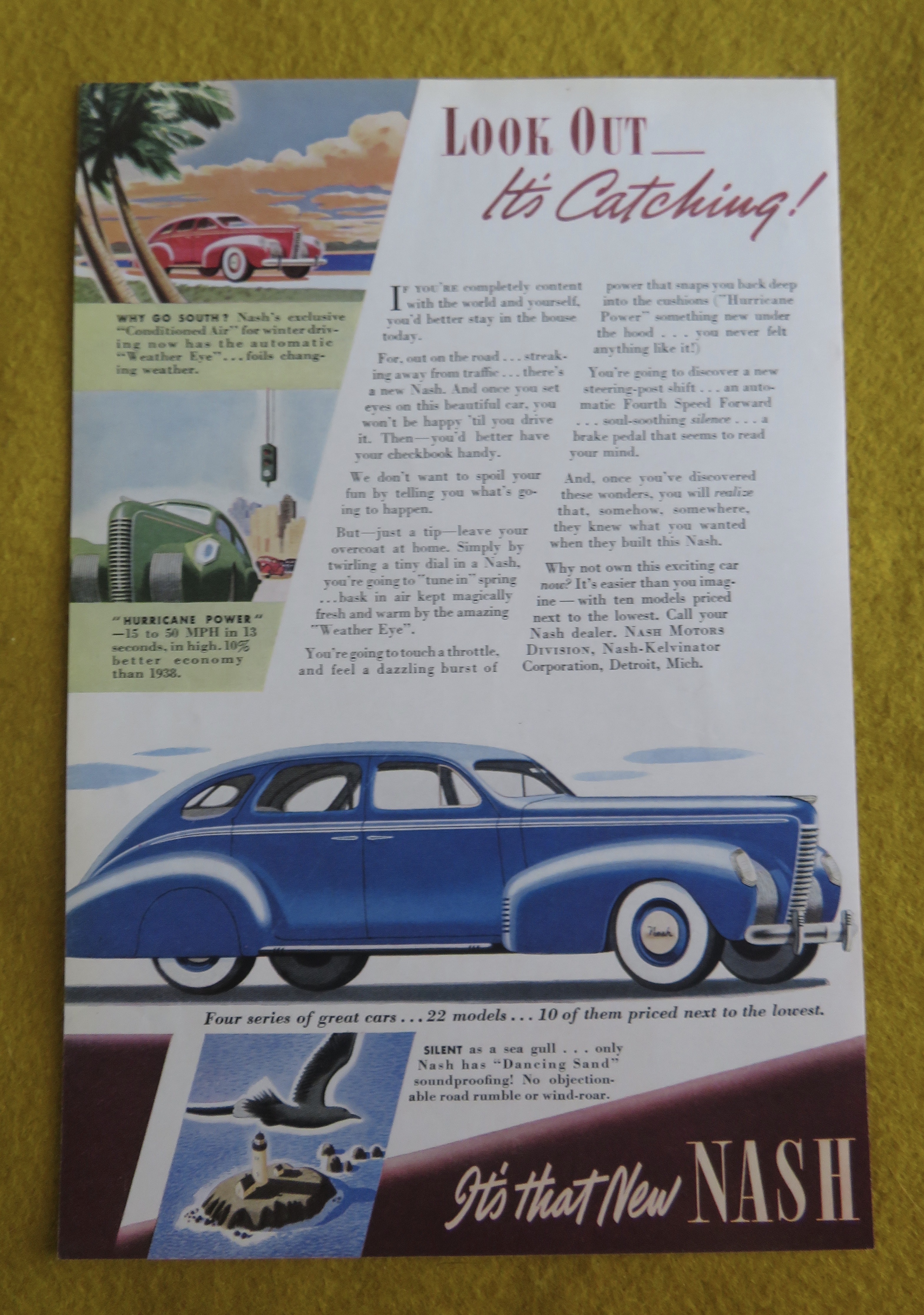 1938 Nash Automobile with Great Blue Nash Car