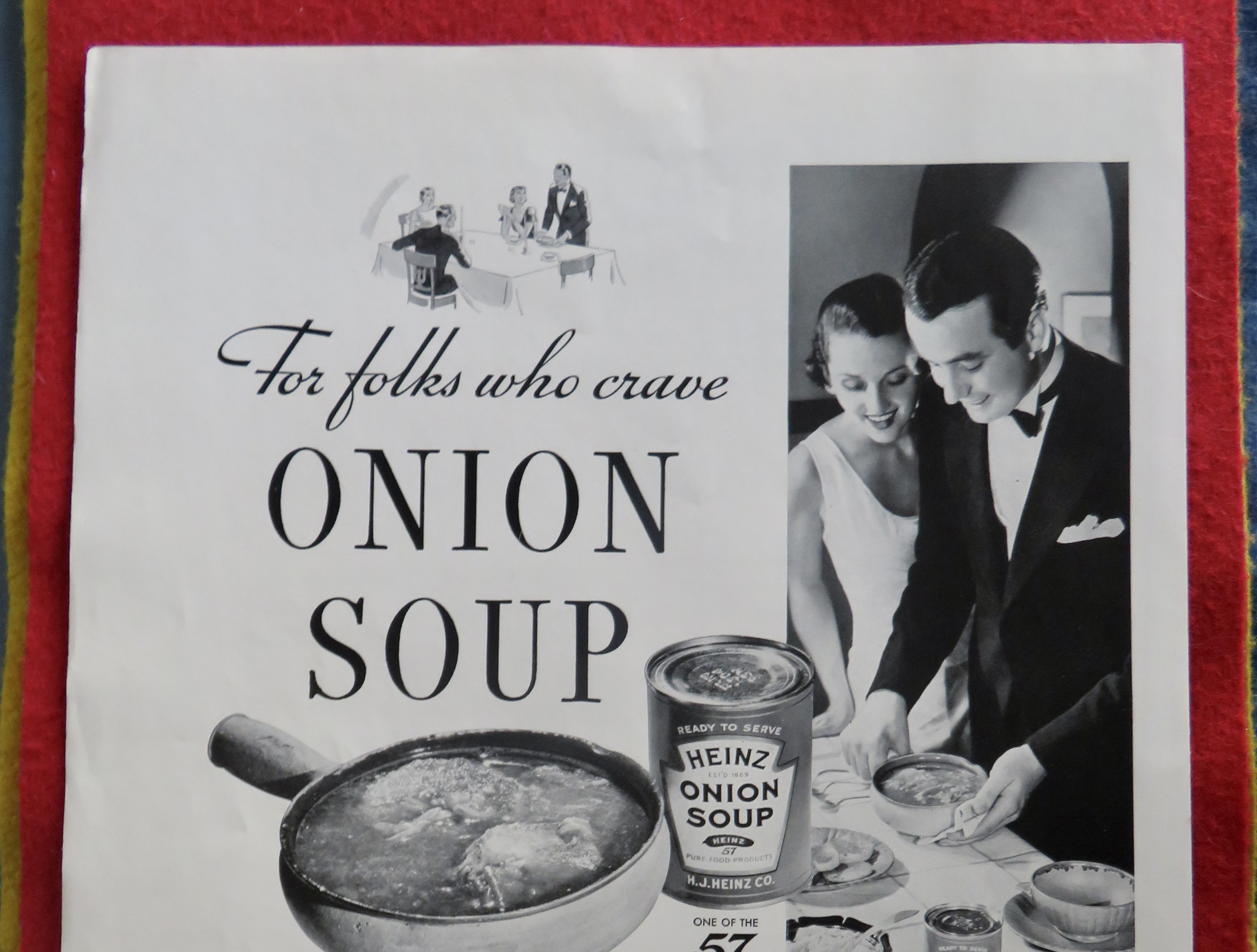 1934 Heinz Onion Soup with Man & Woman Setting Table