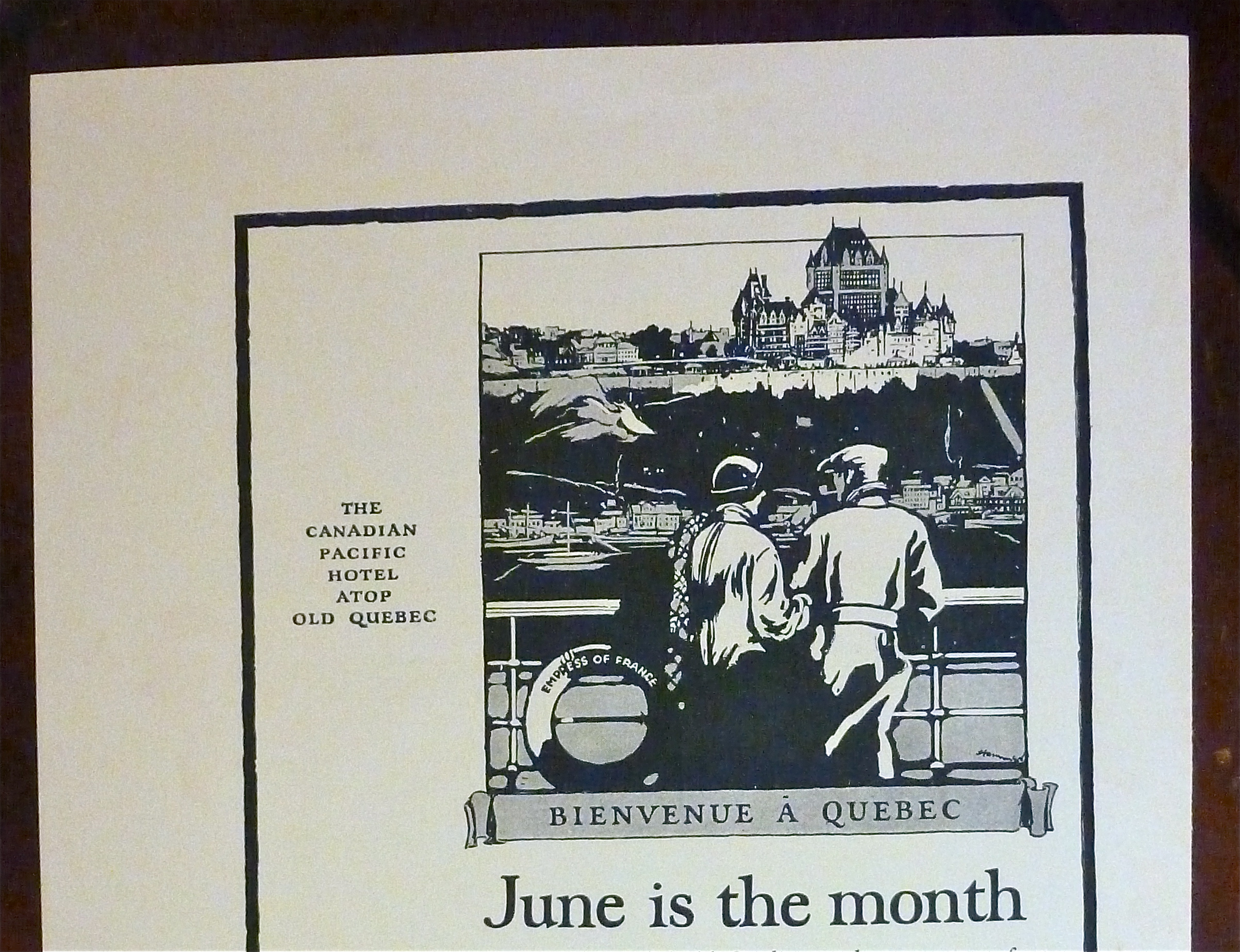 1924 Greater Chateau Frontenac with Bienvenue A Quebec