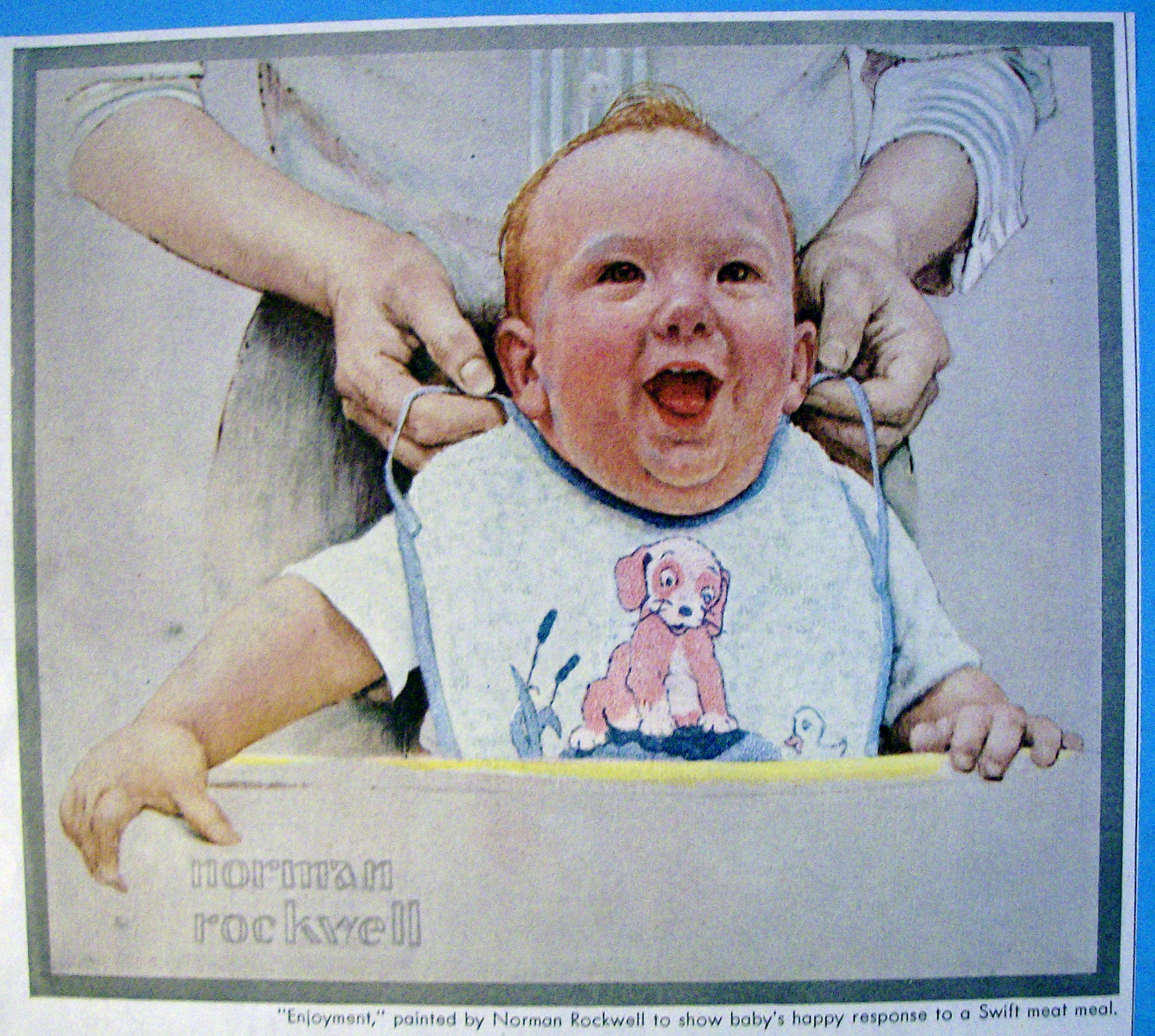 1956 Swift's Meat w/Baby Smiling By Norman Rockwell