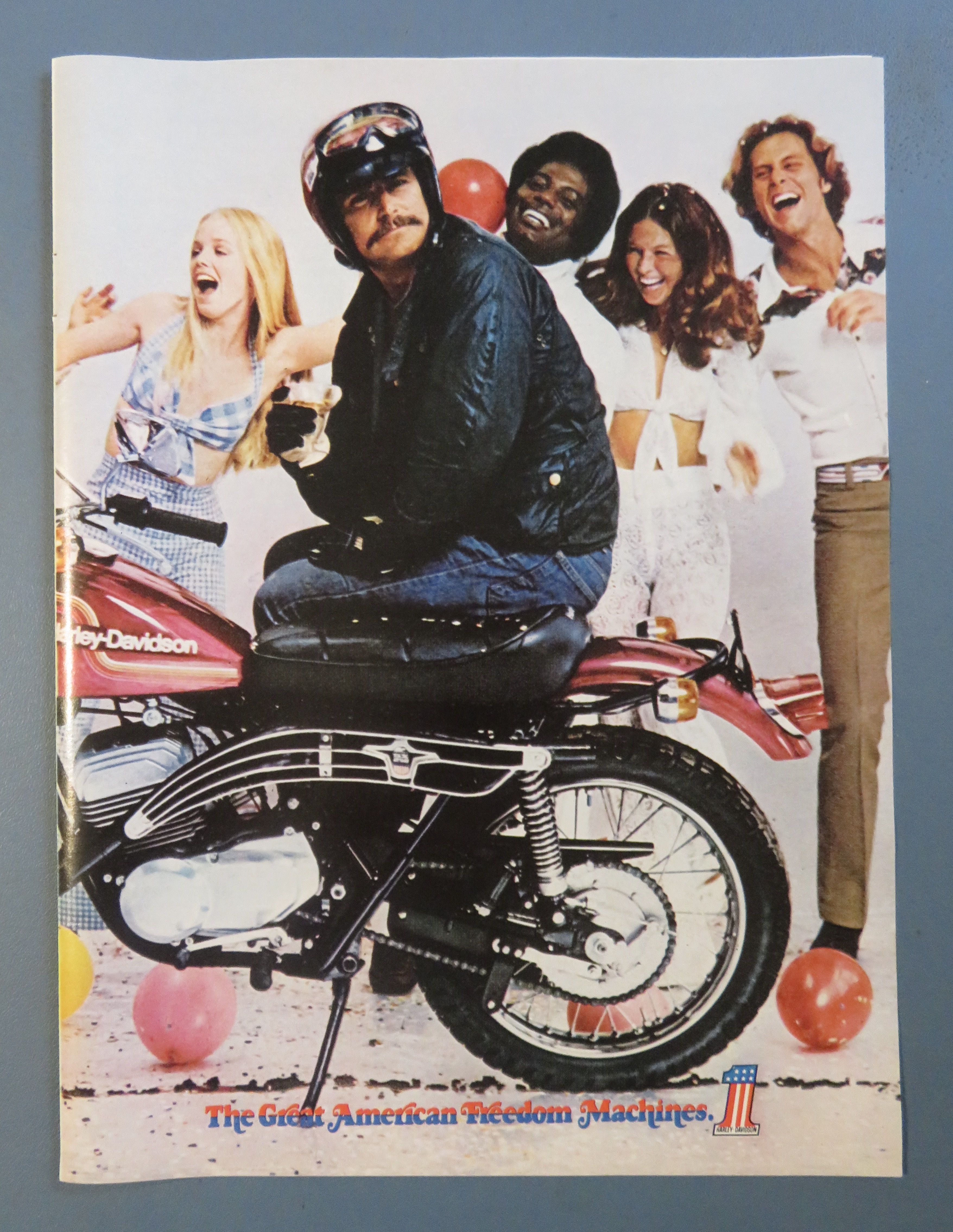 1974 Harley Davidson SX-250 Motorcycle with Man Sitting