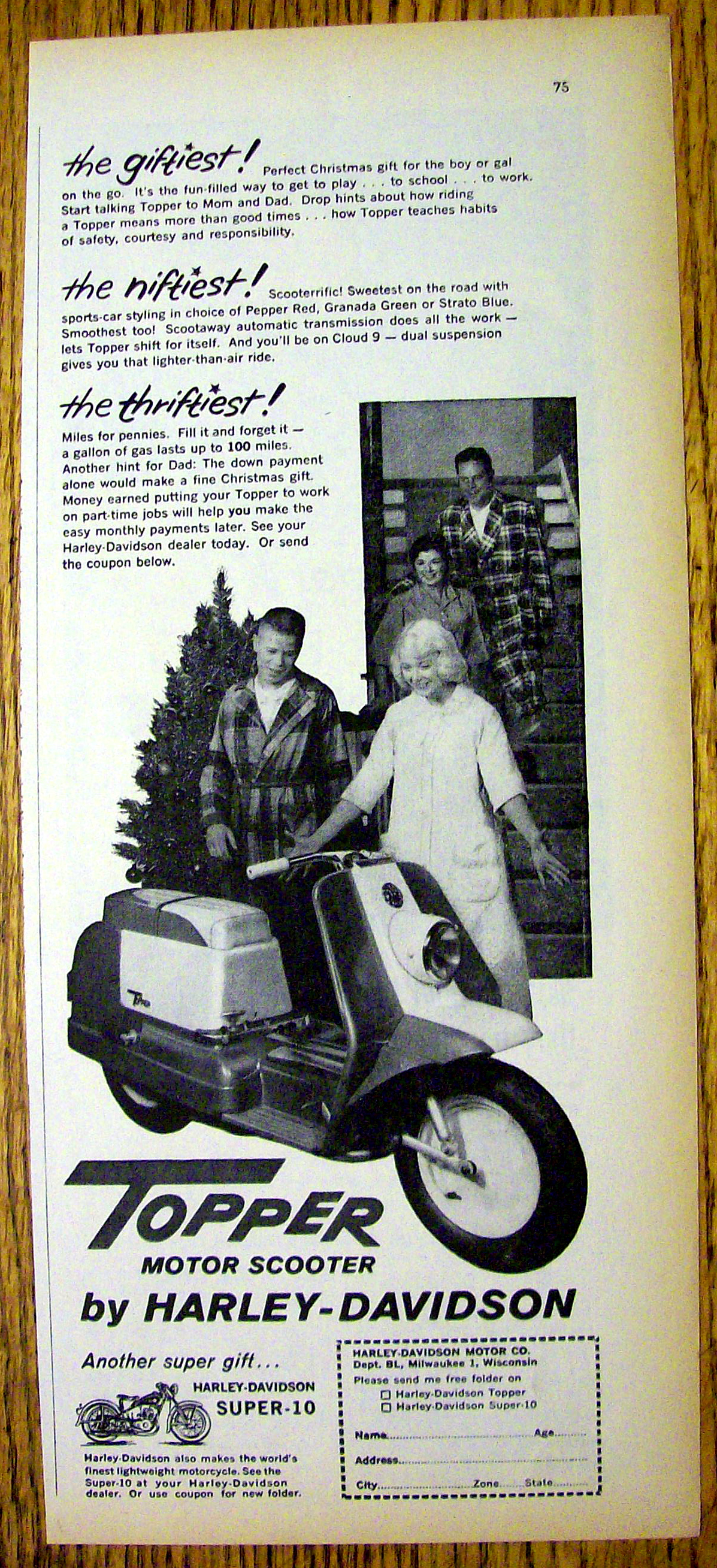 1960 Harley Davidson Topper Scooter with Boy and Girl