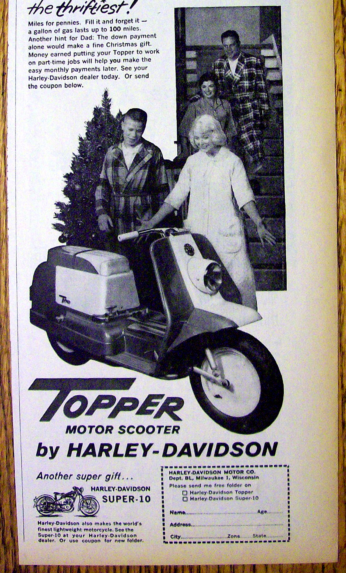 1960 Harley Davidson Topper Scooter with Boy and Girl