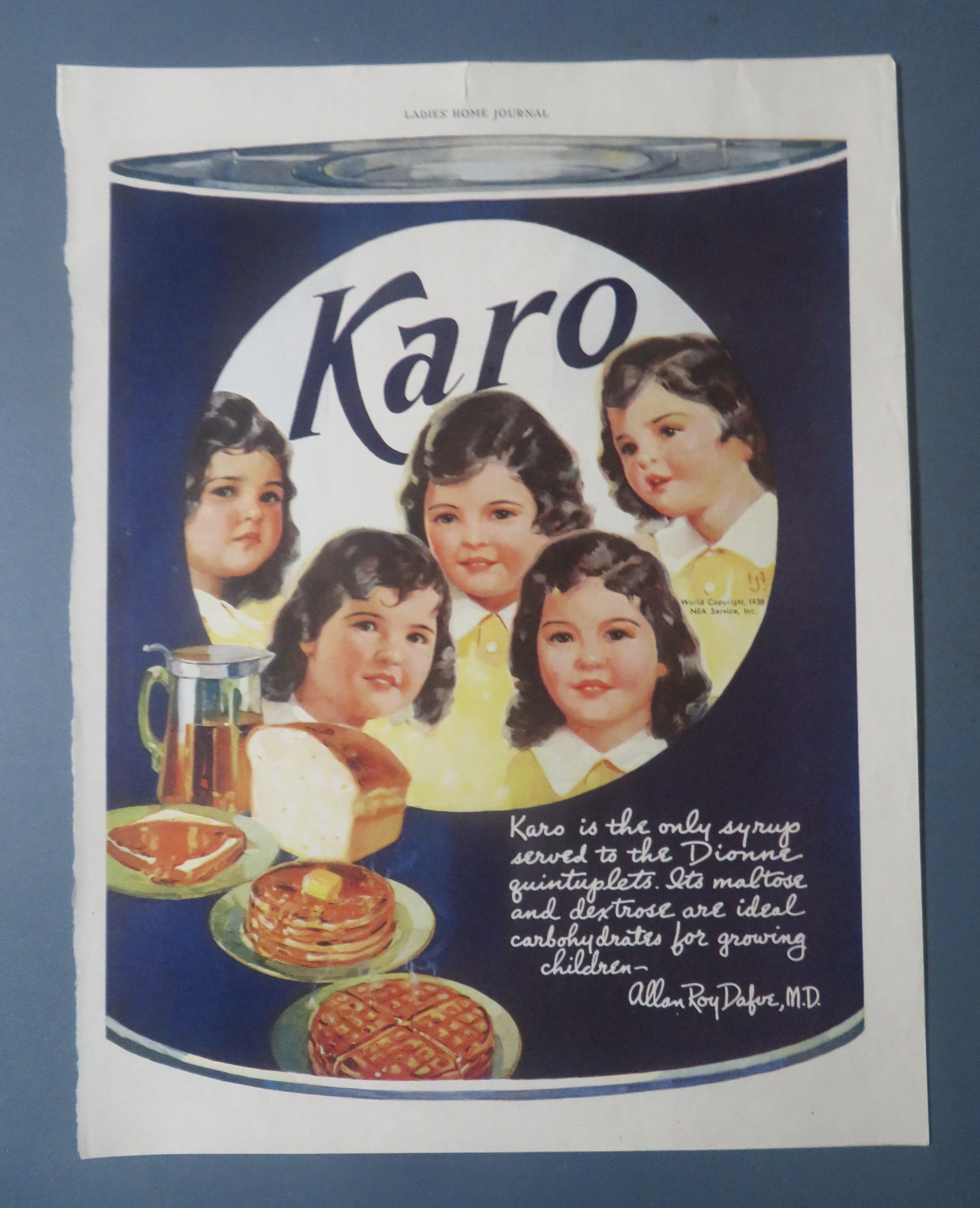 1939 Karo Syrup with The Dionne Quintuplets