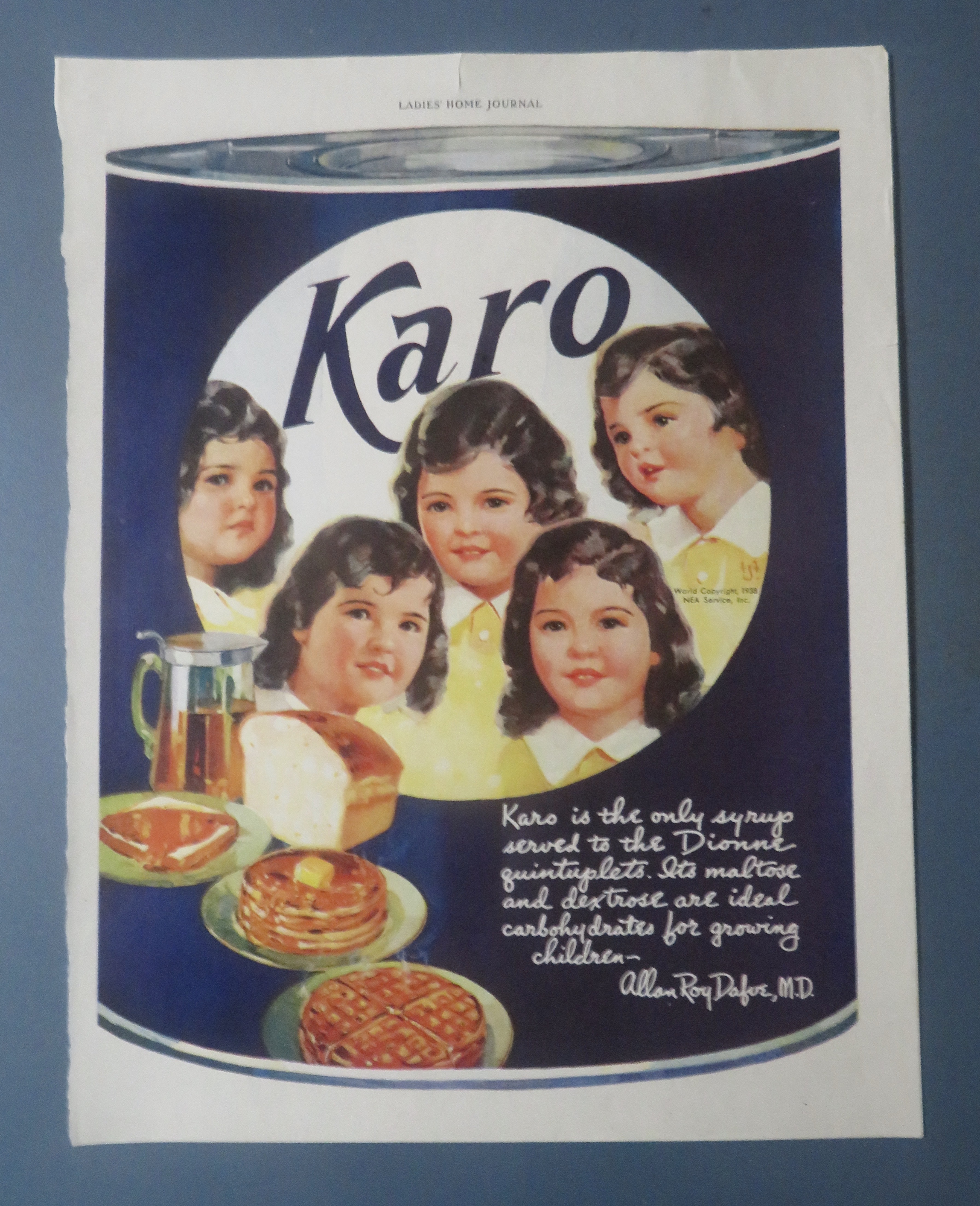 1939 Karo Syrup with The Dionne Quintuplets