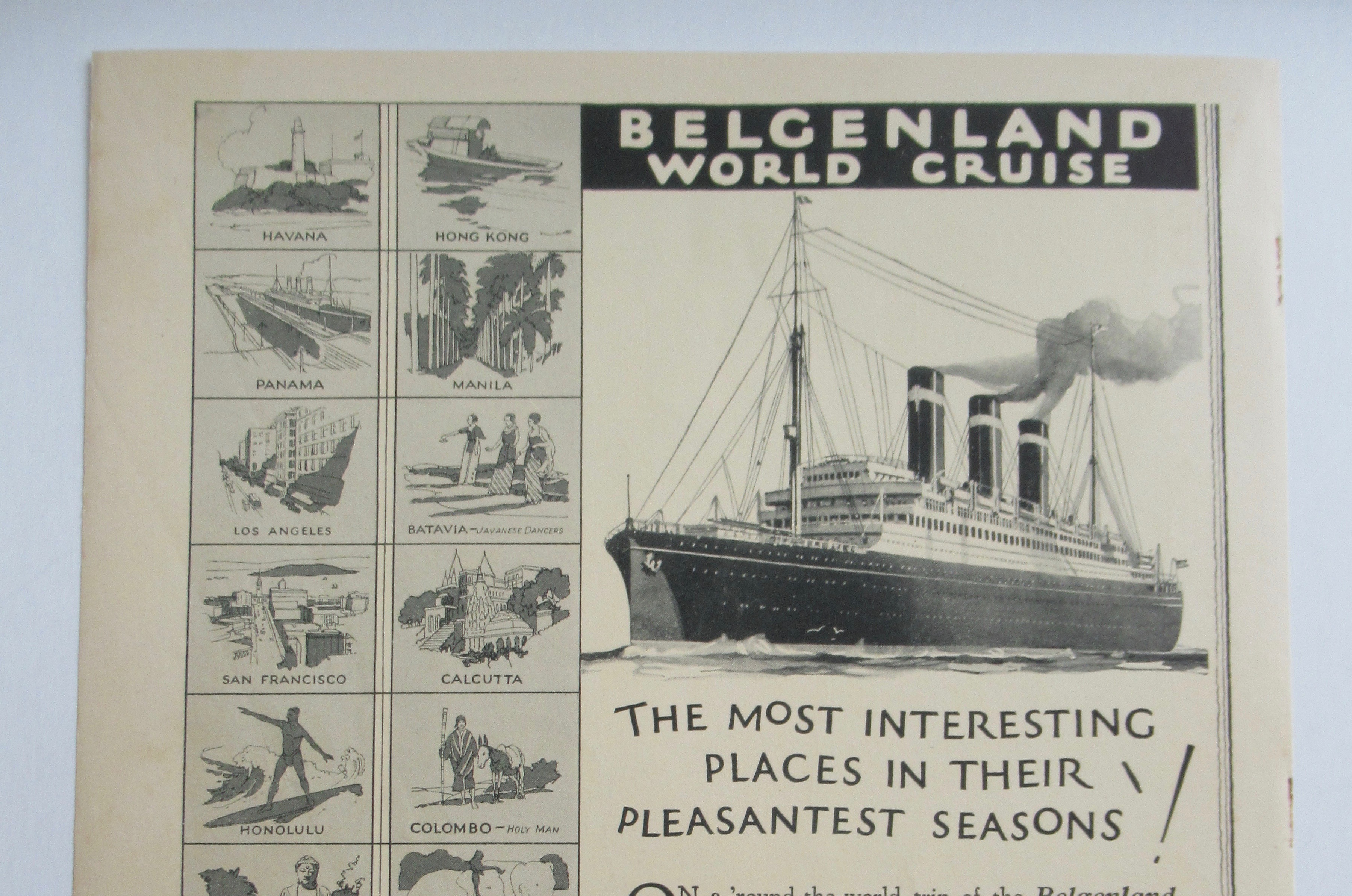 1926 Red Star Line with Belgenland World Cruise
