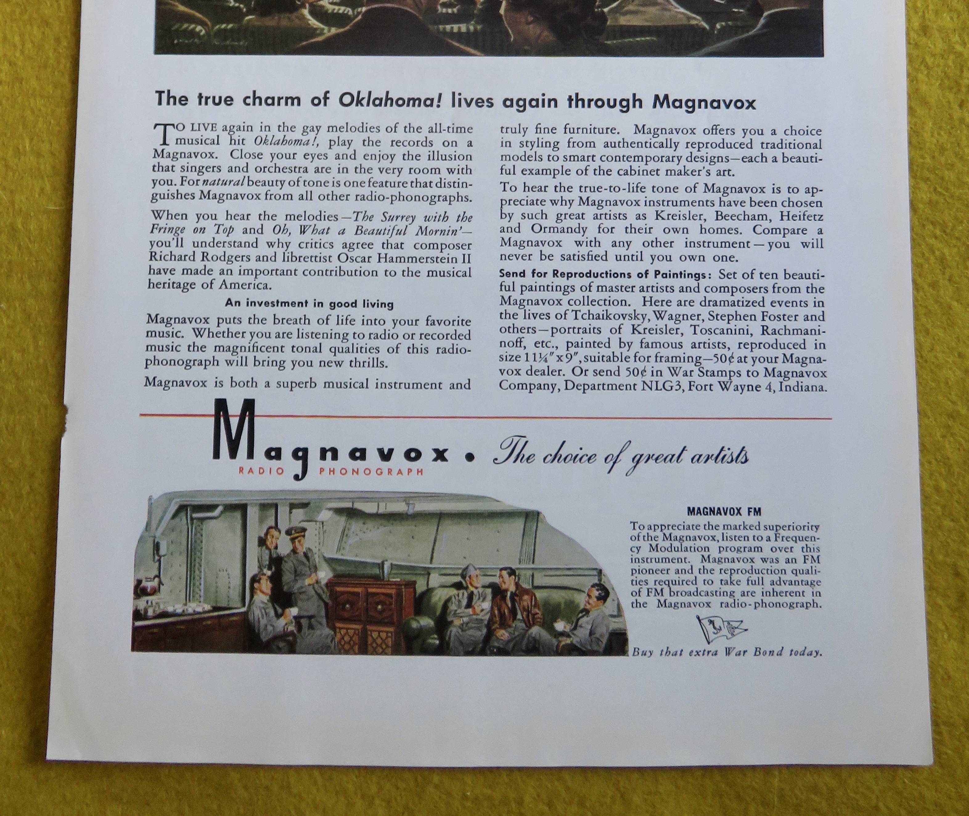 1945 Magnavox Radio Phonograph with Oklahoma