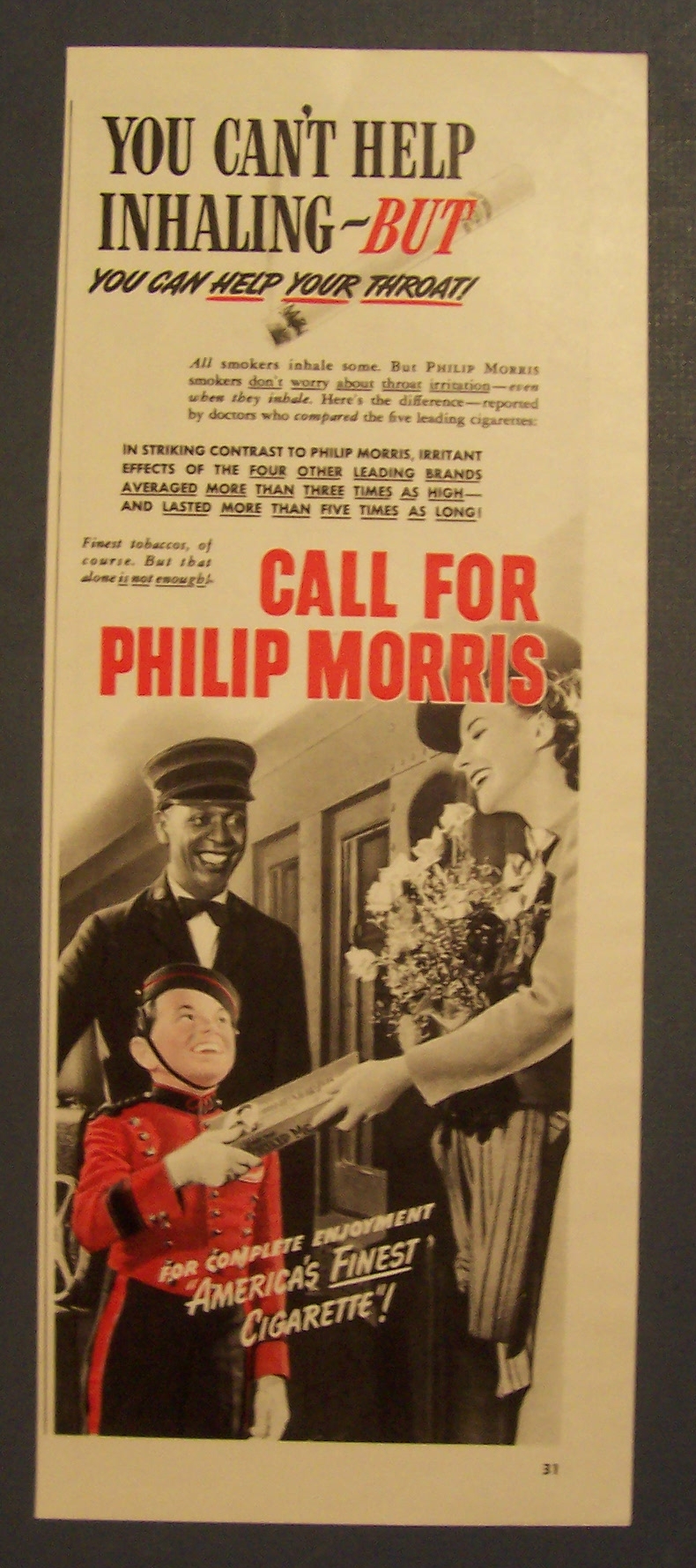 Vintage Ad: 1942 Philip Morris Cigarettes with Bellboy