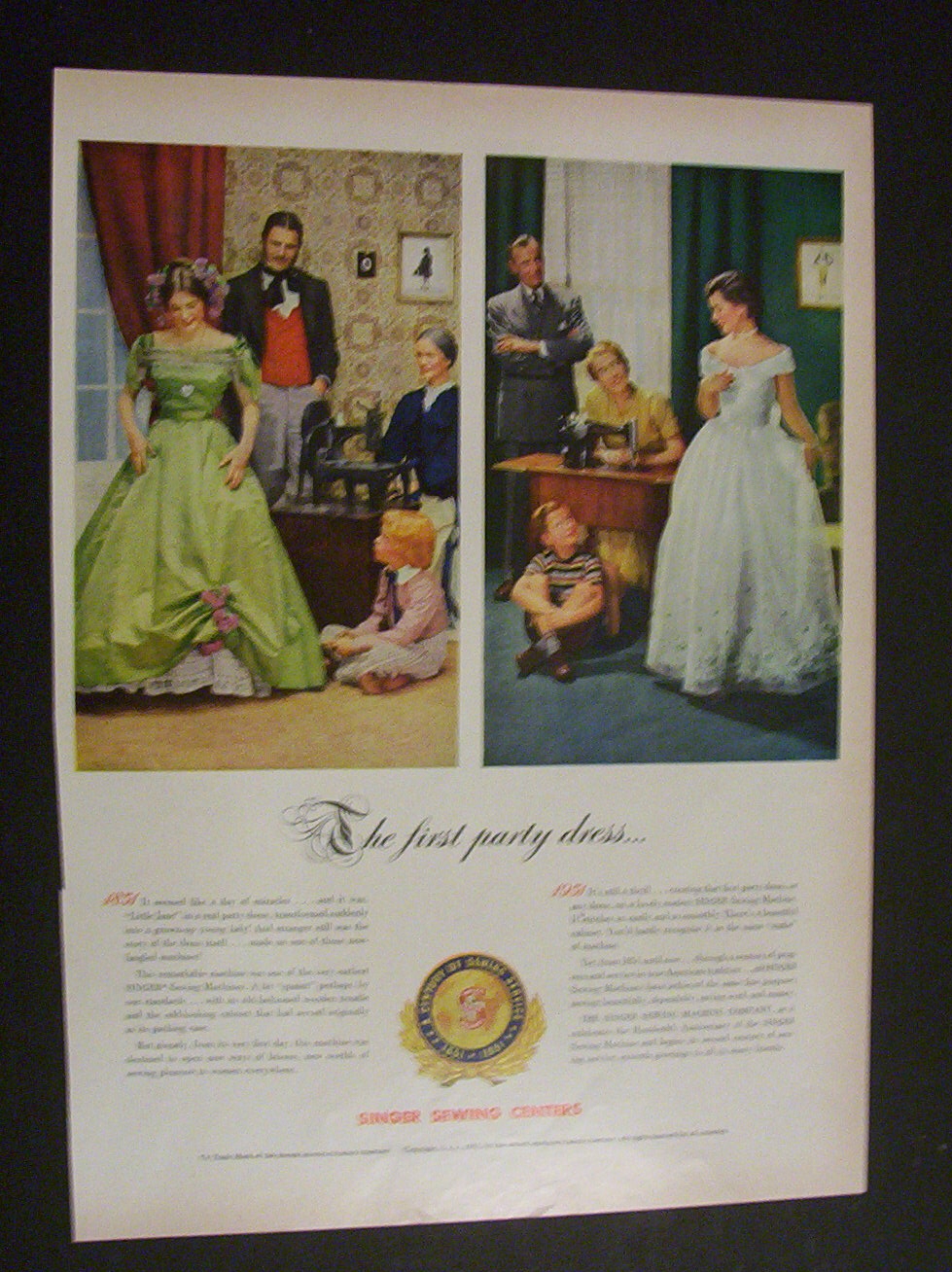 1951 Dual Ad:  Elgin  Watches & Singer  Sewing  Centers