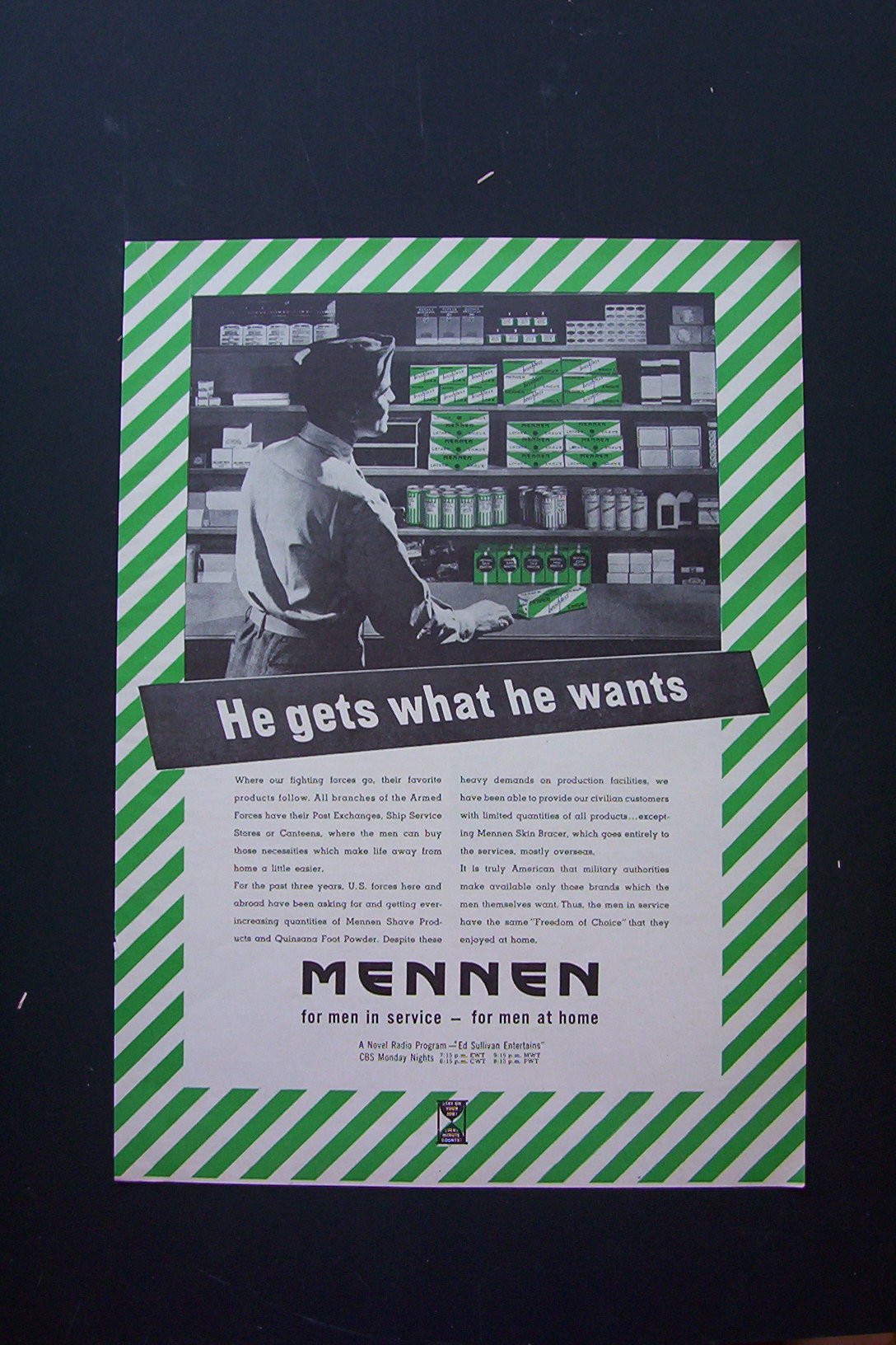 1943 Mennen with Soldier Buying Brushless Shave