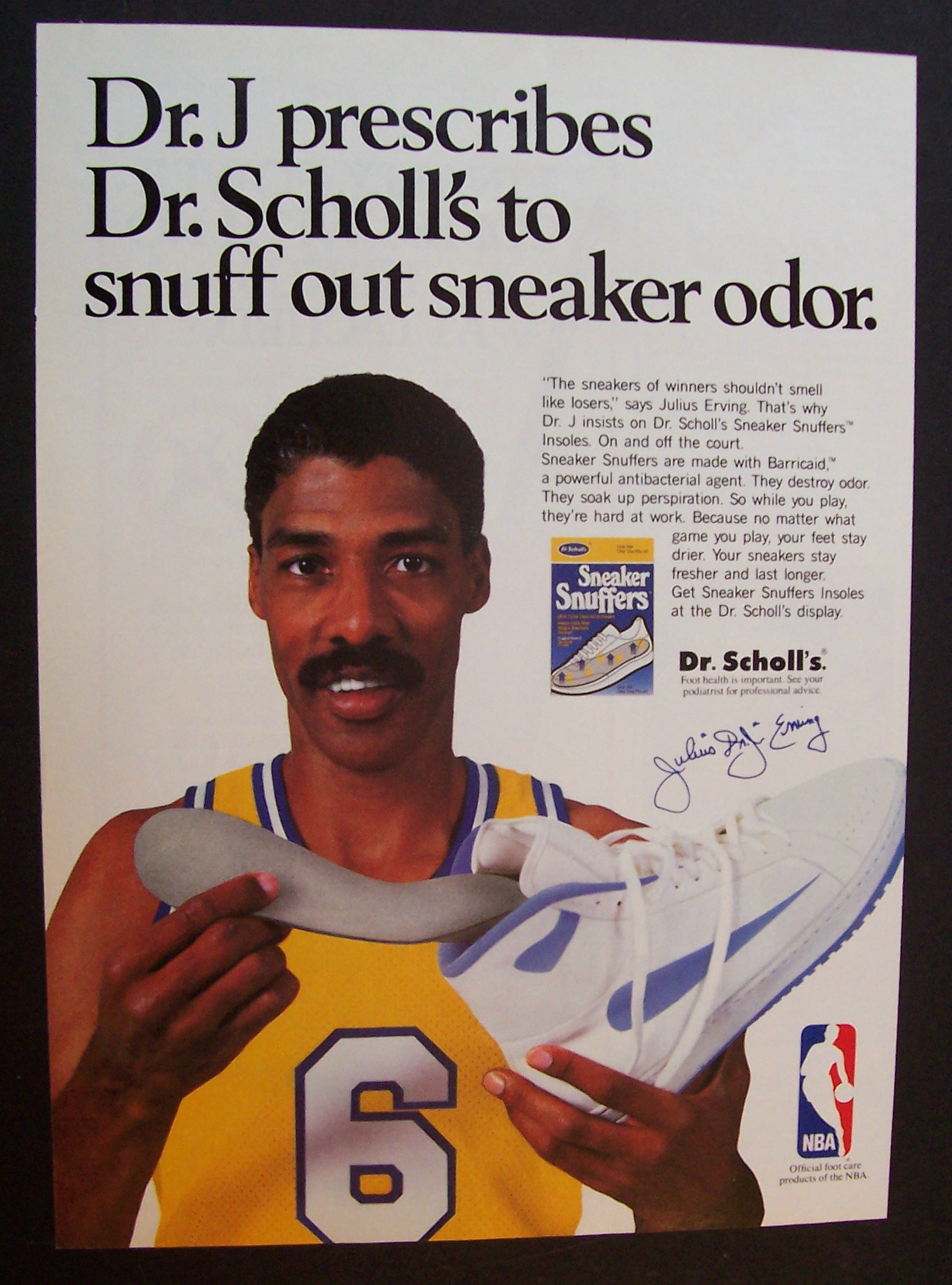 Vintage Ad: 1989 Dr. Scholl's Sneaker Snuffers w/Dr. J