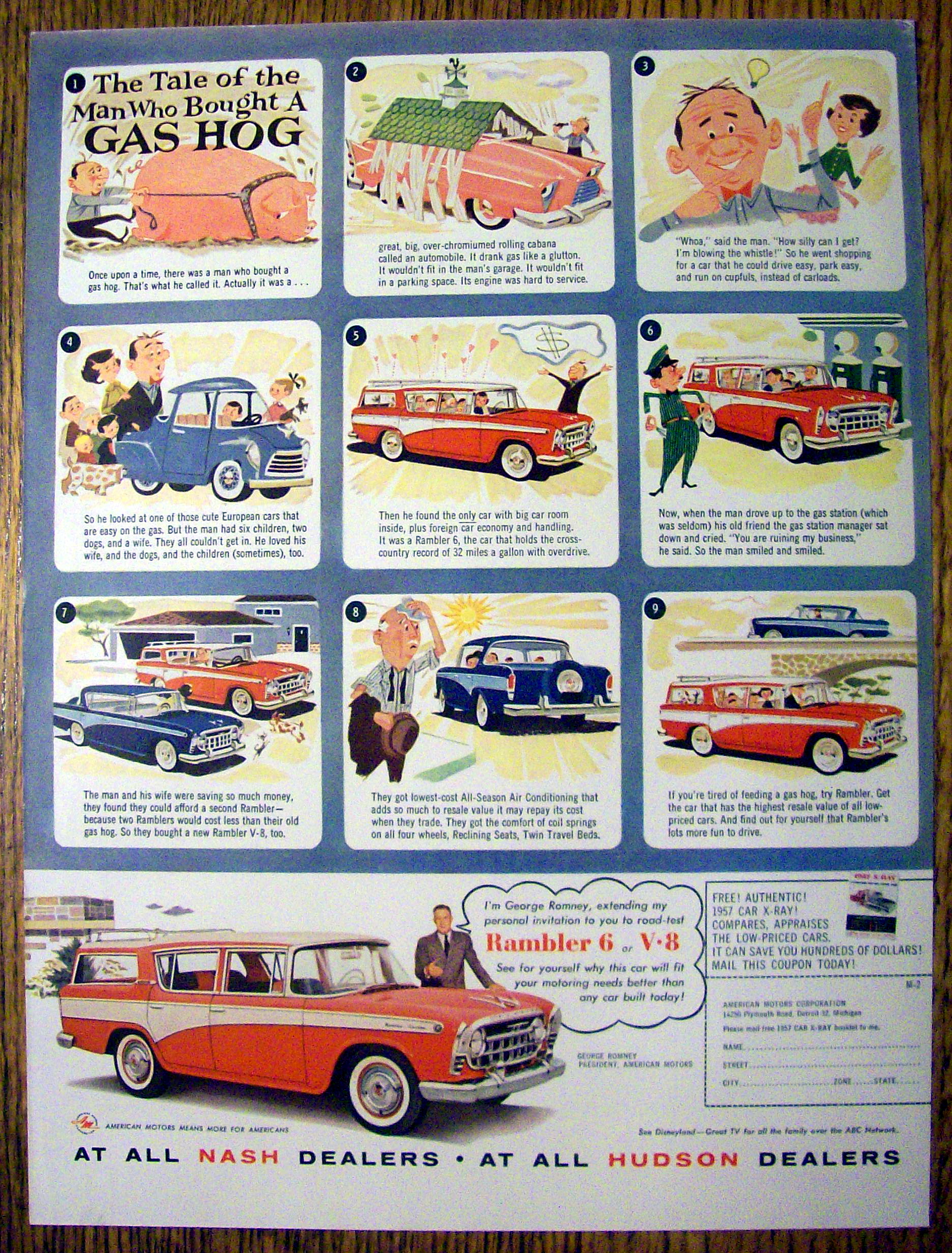 Vintage Ad: 1957 Rambler 6 or V-8