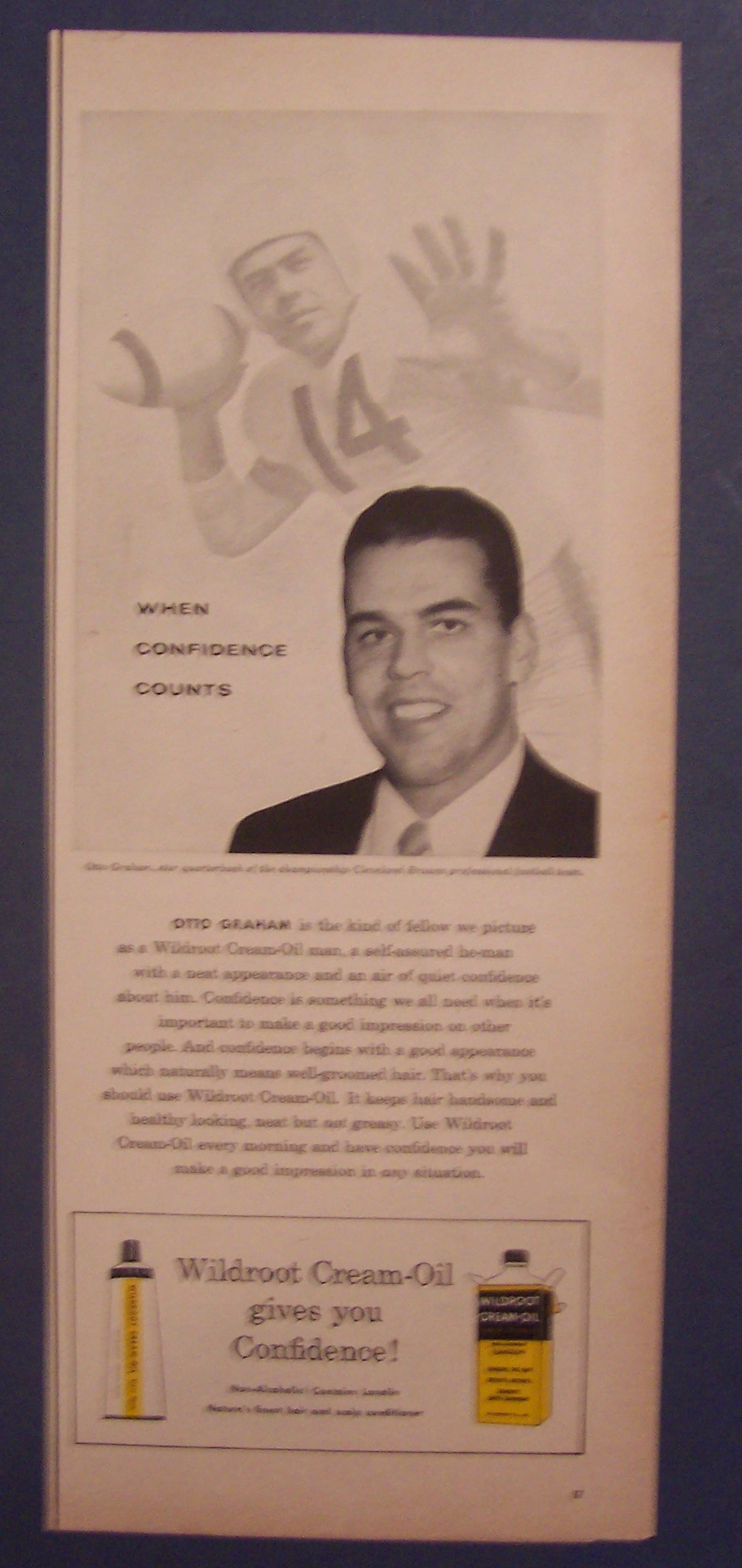 Vintage Ad: 1956 Wildroot Cream-Oil with Otto Graham