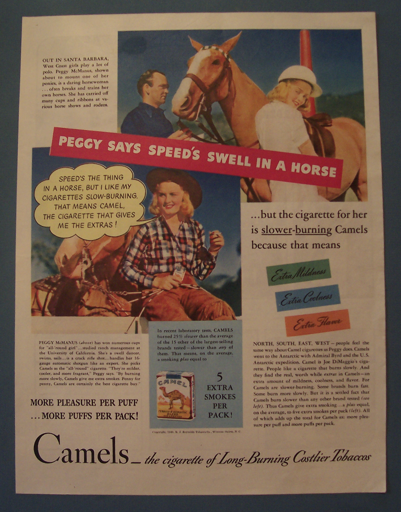 Vintage Ad: 1940 Camel Cigarettes w/ Peggy McManus