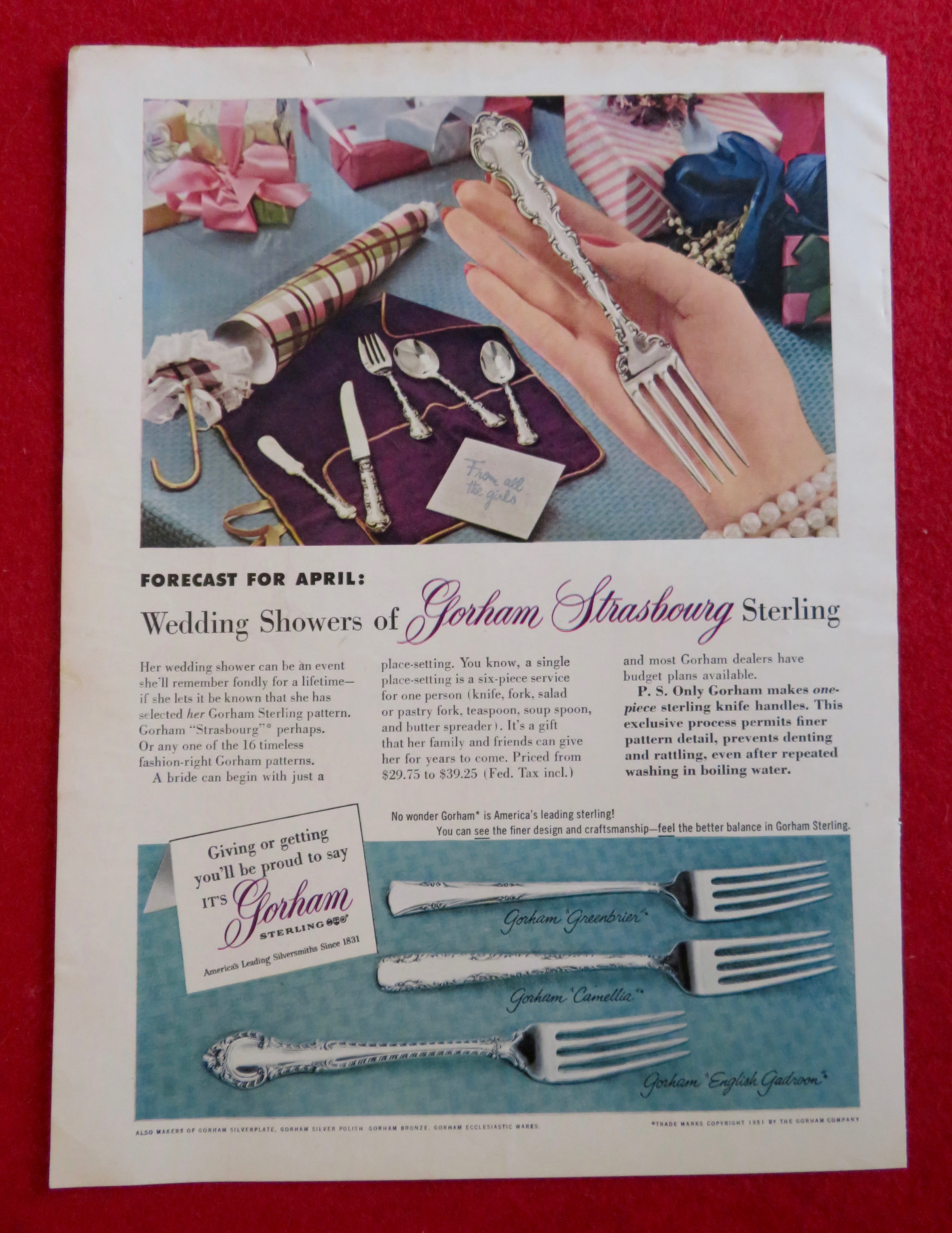 1951 Gorham Strasbourg with a Hand Holding a Fork