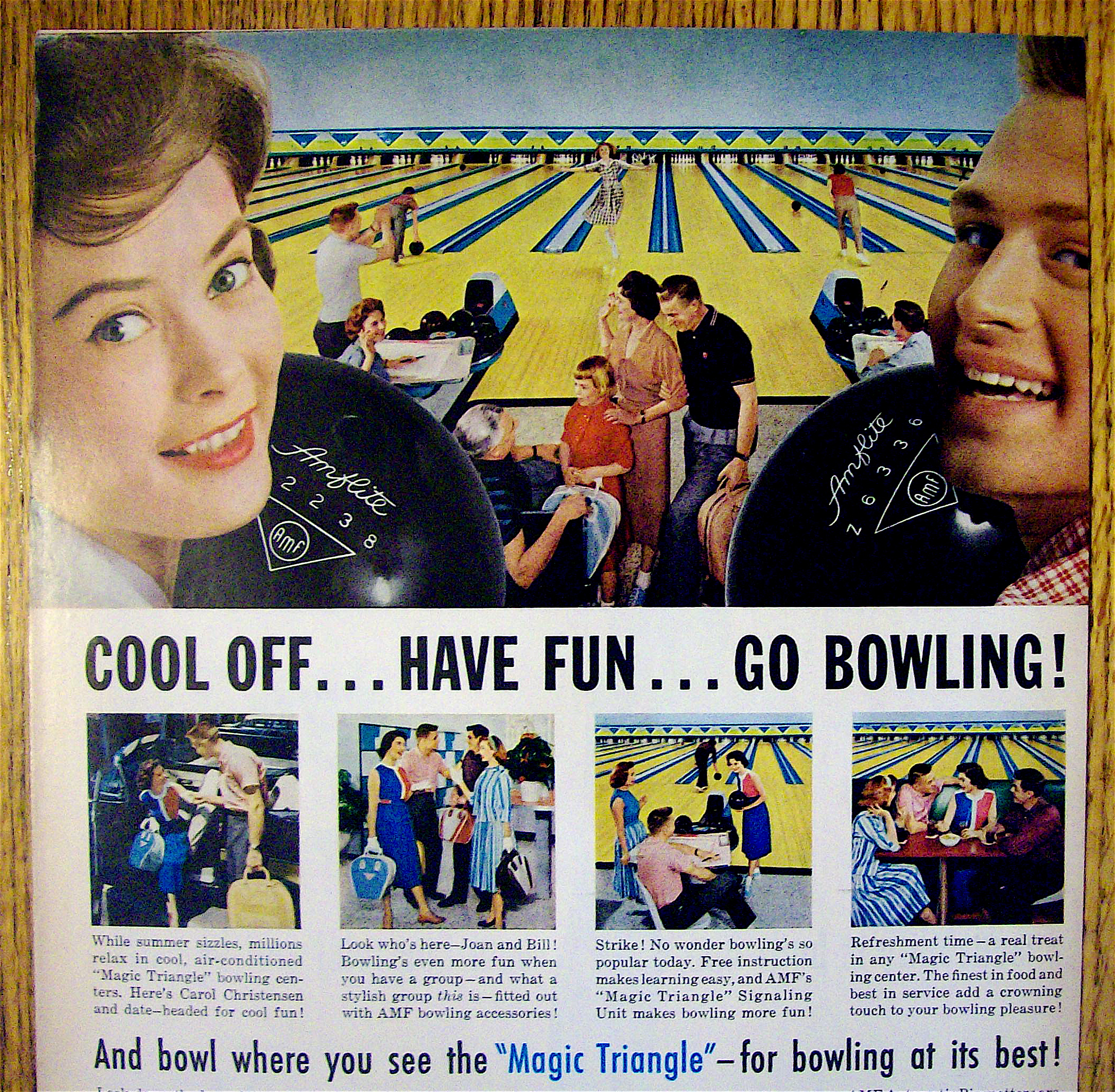 1959 AMF Magic Triangle with People Bowling