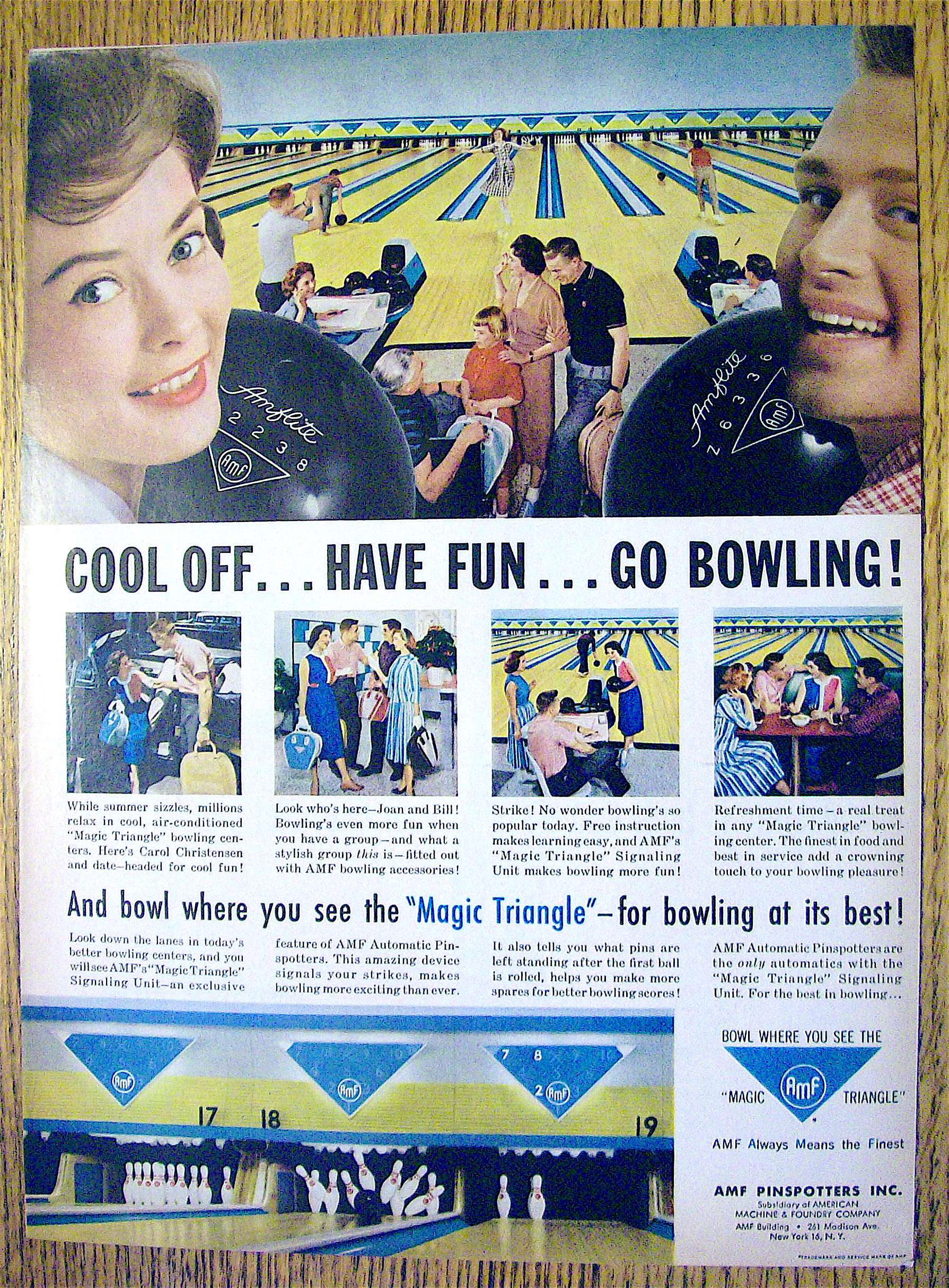 1959 AMF Magic Triangle with People Bowling